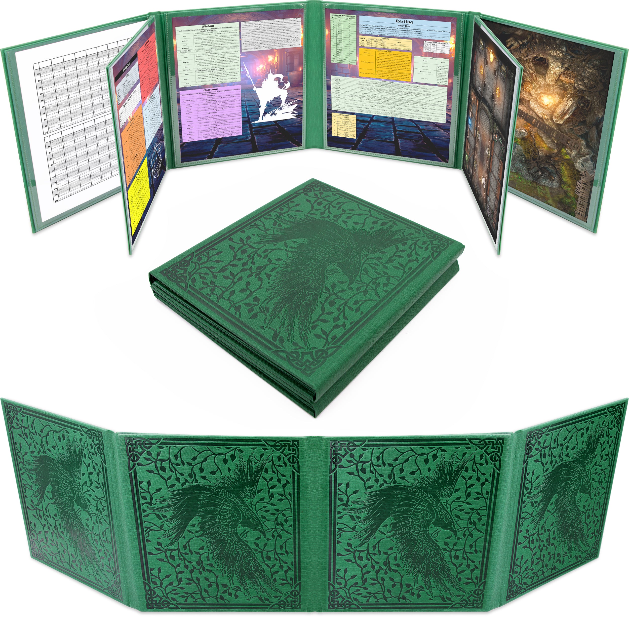 Premium 8-Panel DM Screen for Dungeon Masters | Durable Folding Game Master Screen for TTRPGs (D&D, Pathfinder) | Black/Brown/Green Options | Perfect for RPG Campaigns & Tabletop Gaming Sessions