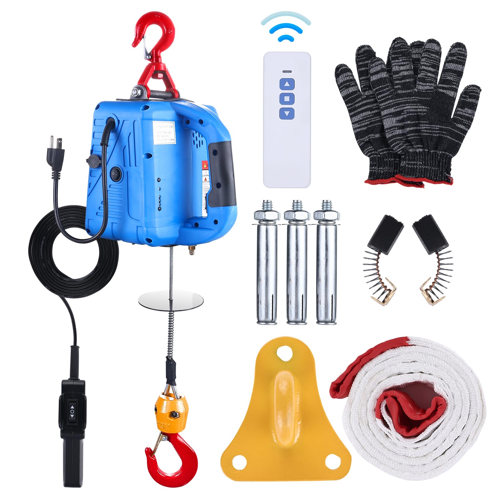 3-in-1 Electric Hoist Winch 1100LBS Capacity - 1500W Heavy Duty Power Winch with Wired/Wireless Remote Control - 110V/120V Portable Crane for Garage, Warehouse & Construction - 22.9FT Lift Height, 16FT/Min Speed & Overload Protection