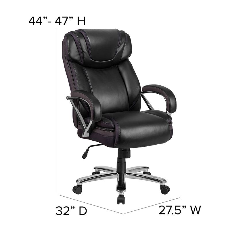 FLASH HERCULES Series Big & Tall 500 lb. Capacity LeatherSoft Executive Swivel Ergonomic Office Chair with Extra Wide Seat - Perfect for Home Office, Gaming, and Heavy-Duty Workspaces