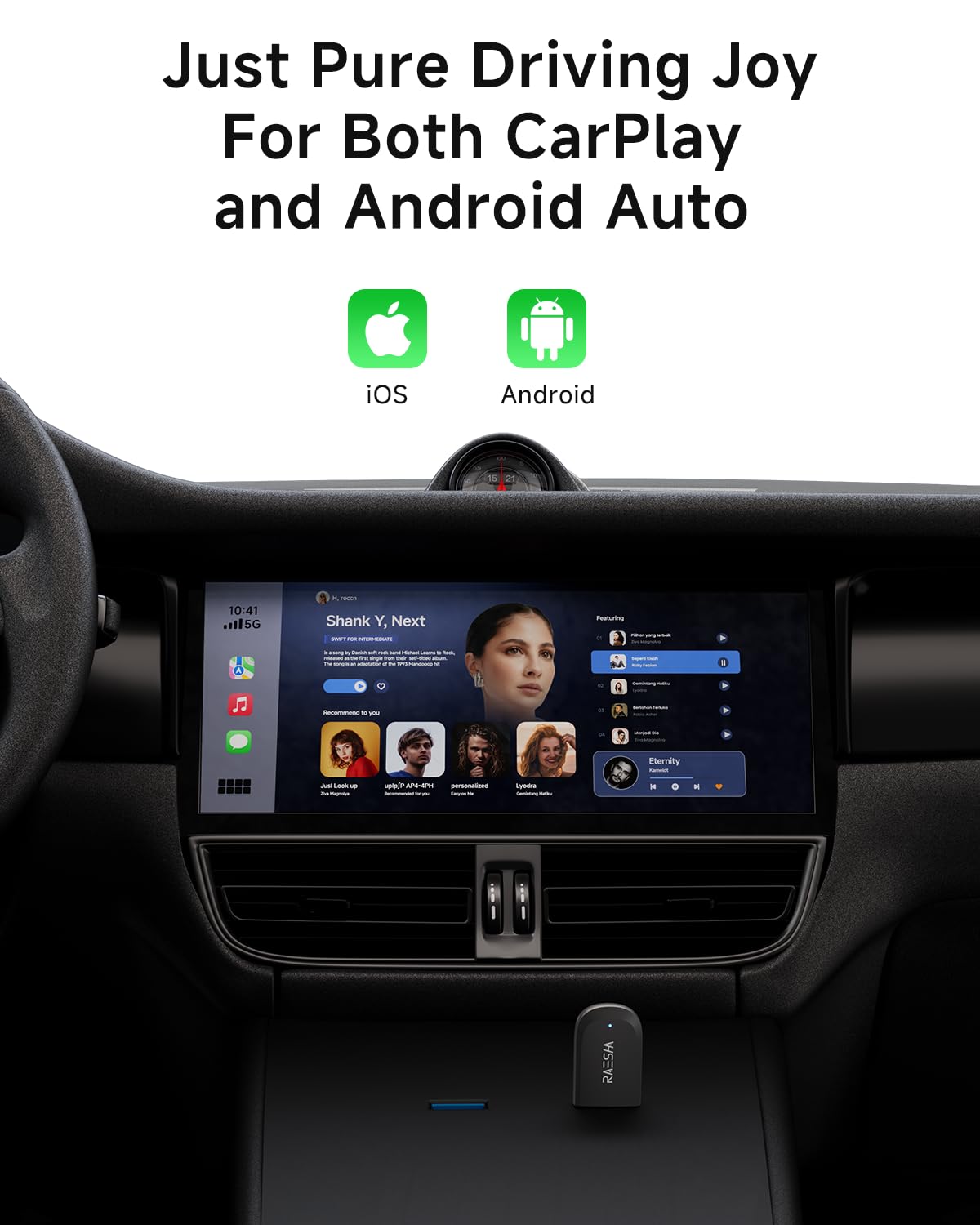2-in-1 Wireless CarPlay & Android Auto Adapter - Mini Bluetooth Dongle for iPhone & Android - Fast Connection, Easy Installation - Perfect for Tesla, Toyota, Honda & More - Upgrade Your Driving Experience