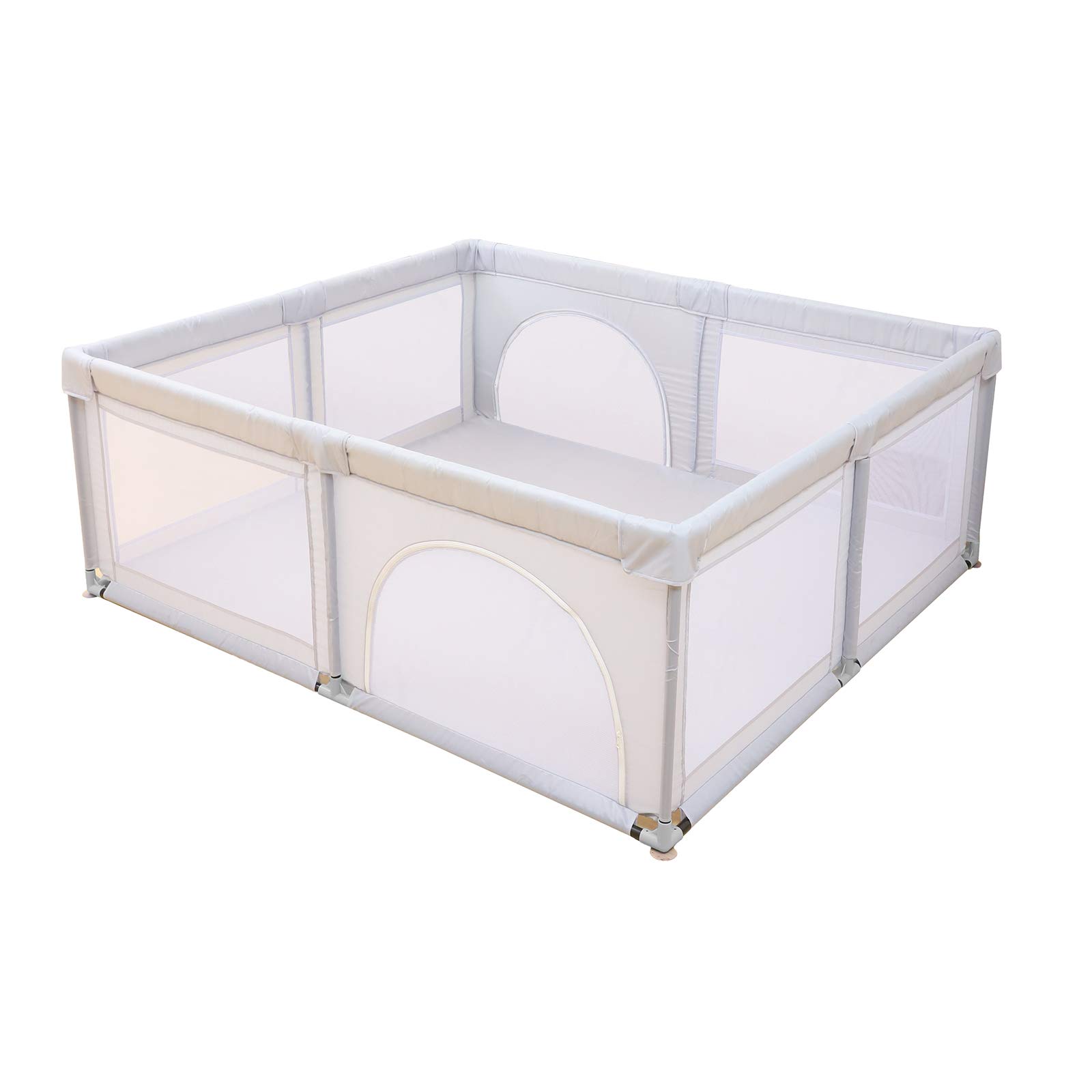 Gdrasuya10 Extra Large Baby Playpen with Breathable Mesh - Foldable Portable Playard with Safety Gate for Toddlers & Infants | Indoor & Outdoor Play Center for Home, Park, and Travel