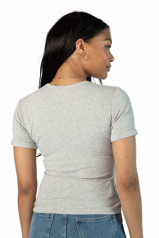 Premium Grey Ribbed Crew Neck T-Shirt for Men & Women - Soft Cotton Essential Tee for Casual Wear, Layering & Everyday Outfits