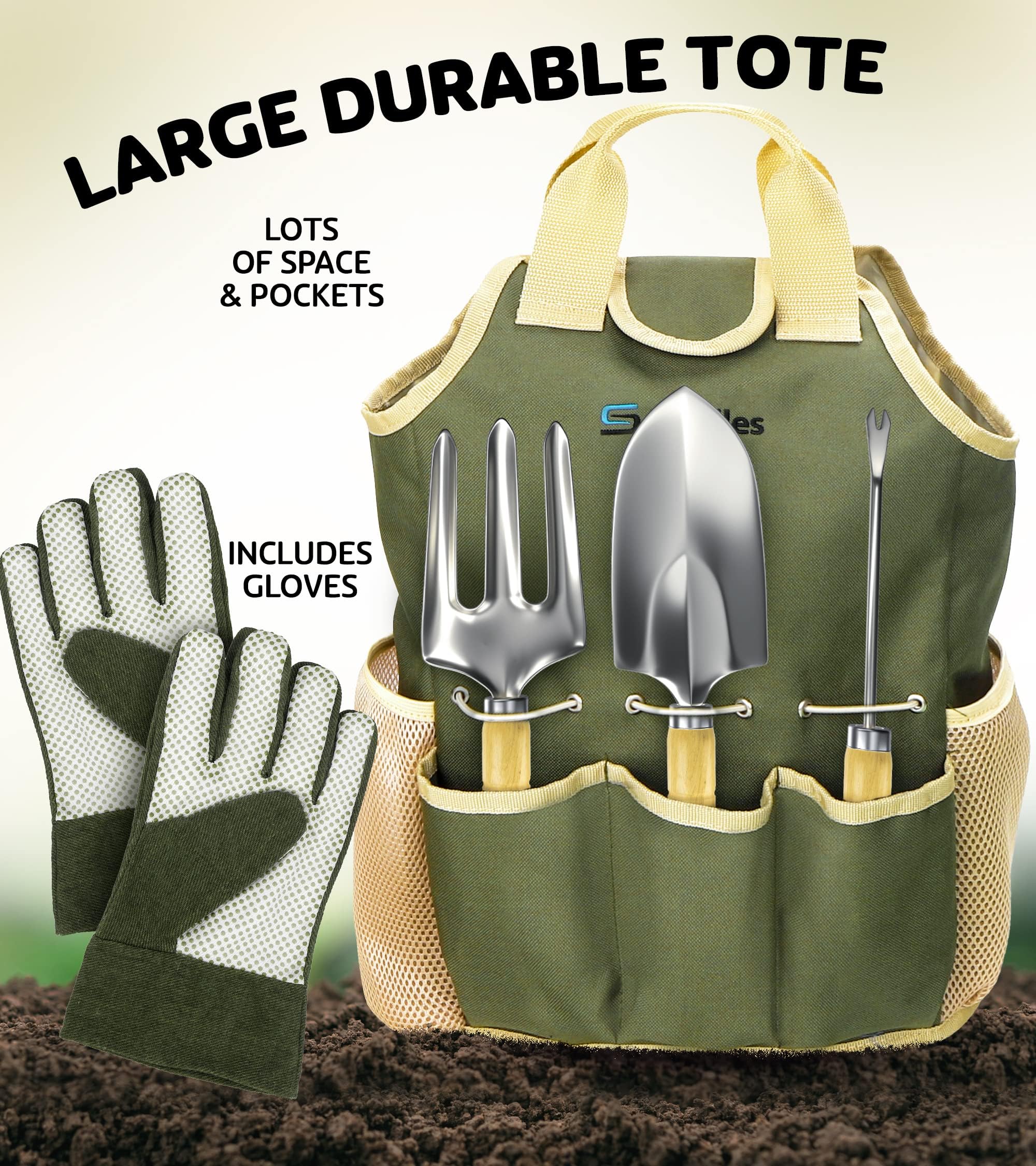 Premium Stainless Steel Gardening Tools Set for Women - 5-Piece Kit with Shovel, Trowel, Fork, Rake & Gloves | Ergonomic Garden Tools for Planting, Weeding & Landscaping | Ideal Gift for Female Gardeners