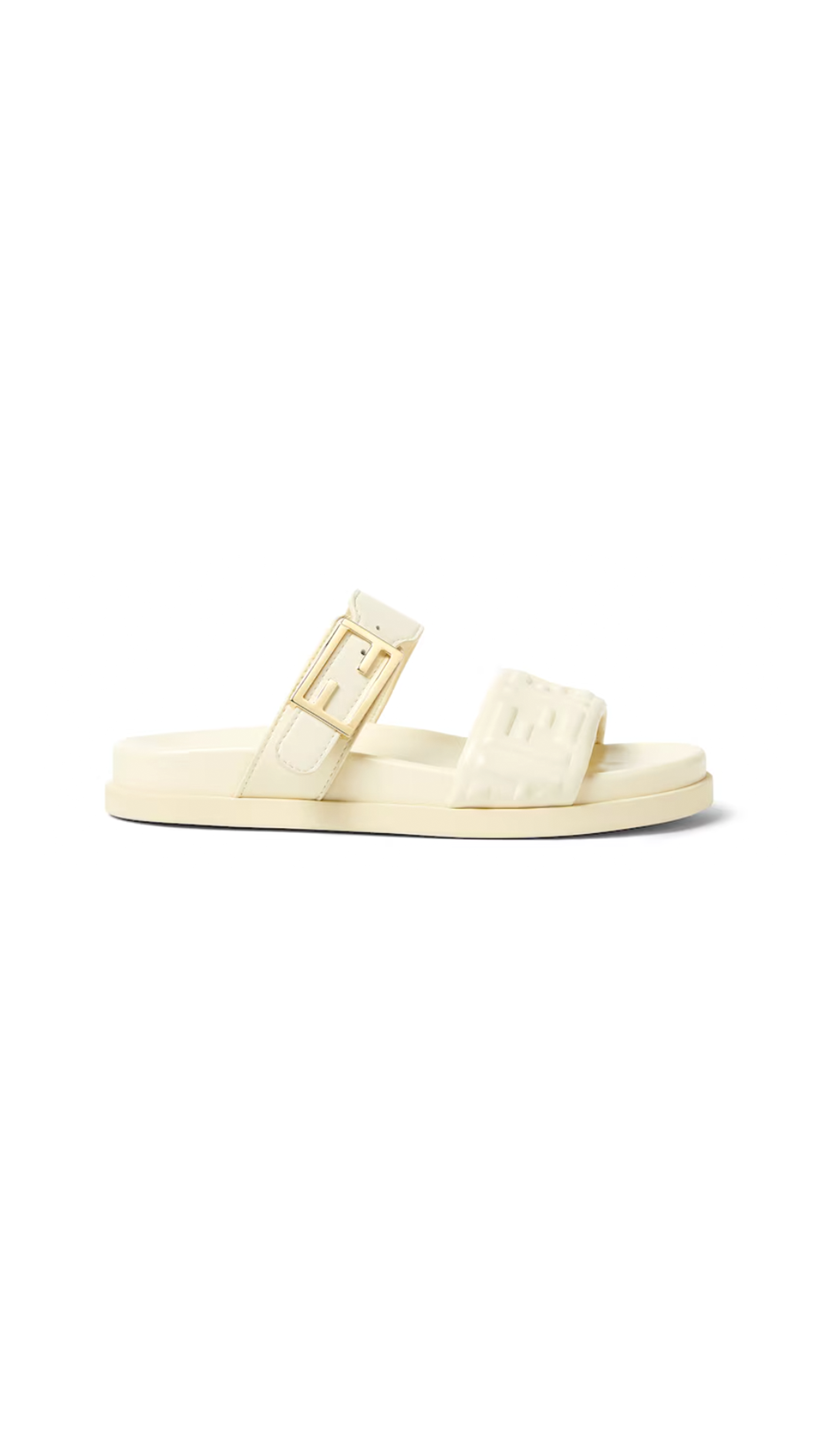 Fendi Feel Nappa Leather Slide Sandals for Women - White Genuine Leather Luxury Slides - Perfect for Poolside, Beach & Summer Vacations