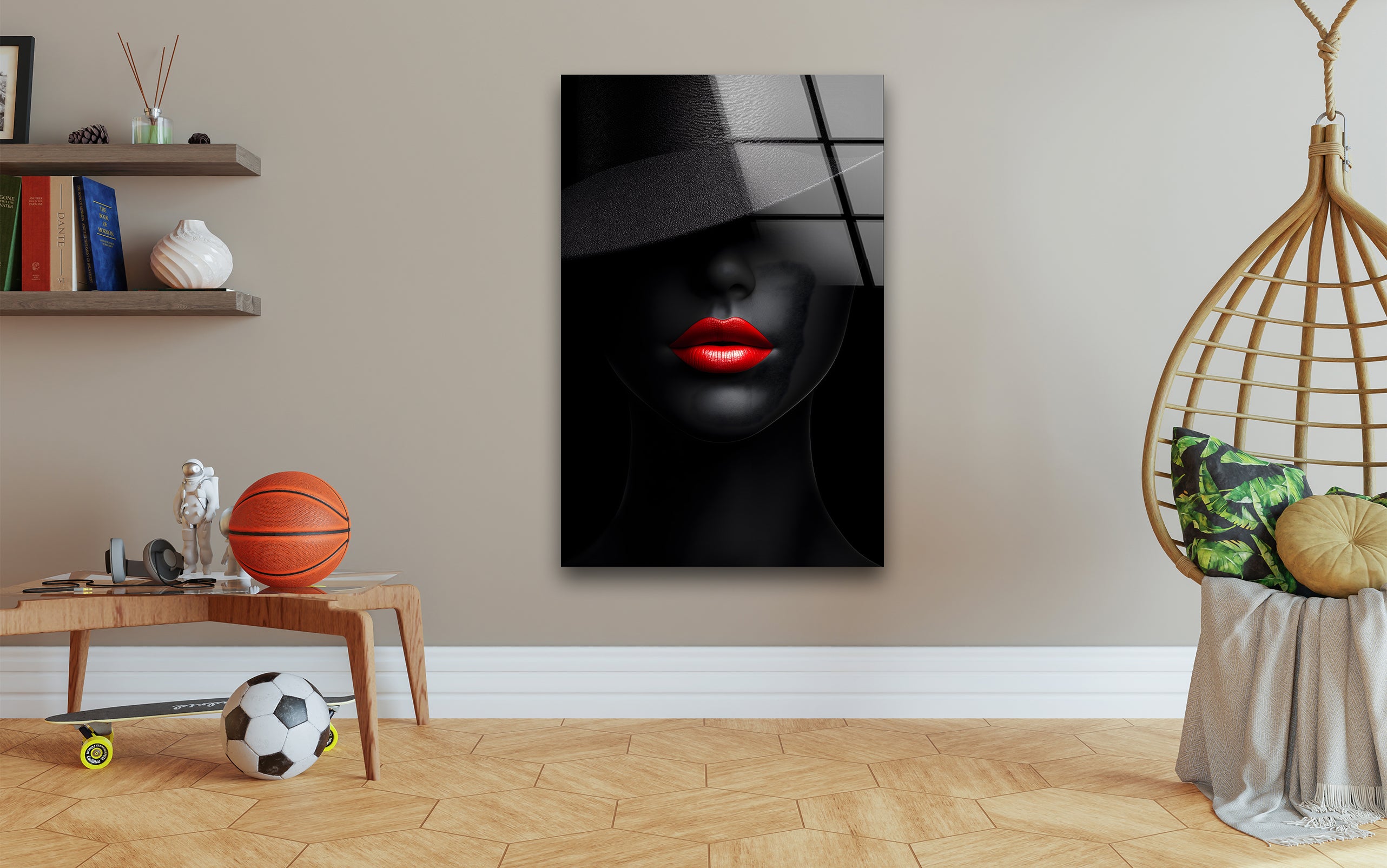 Stunning Black and White Portrait of a Beautiful Woman - Elegant Glass Wall Art Decor for Living Room, Bedroom & Office