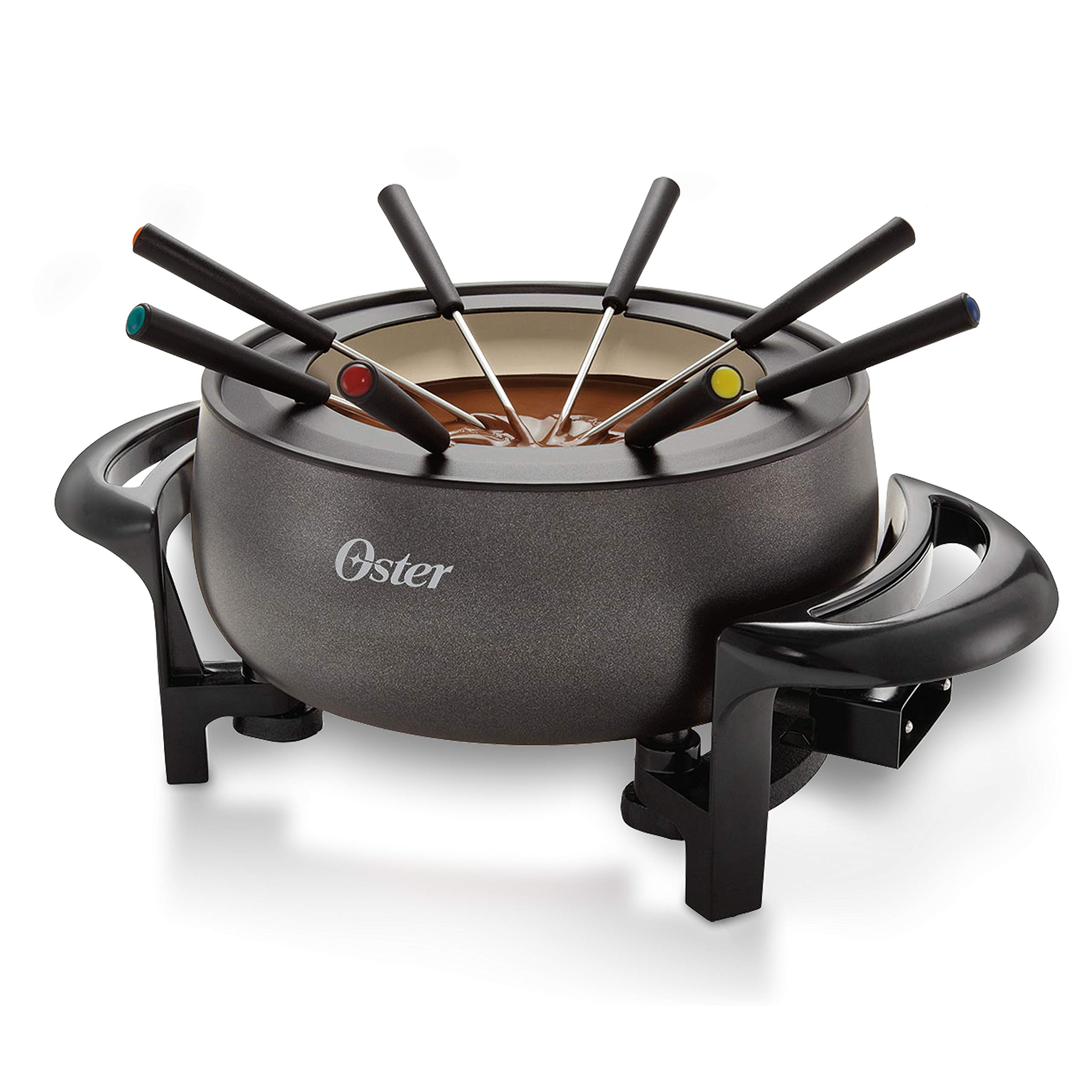 Oster Fondue Pot - Titanium Infused DuraCeramic Electric Fondue Maker, Black | Perfect for Cheese, Chocolate & Oil Fondues at Parties & Family Gatherings