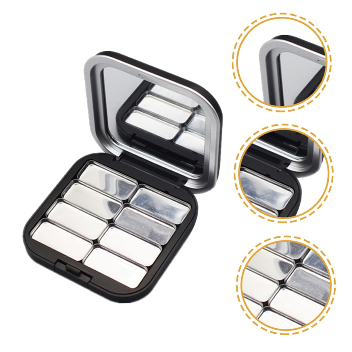 FOMIYES 2-Piece Magnetic Black Empty Eyeshadow Palette - Refillable Makeup Organizer for Travel, Professional Makeup Artists & Home Use | Portable Cosmetic Storage Case for Eyeshadows, Blush & Powder