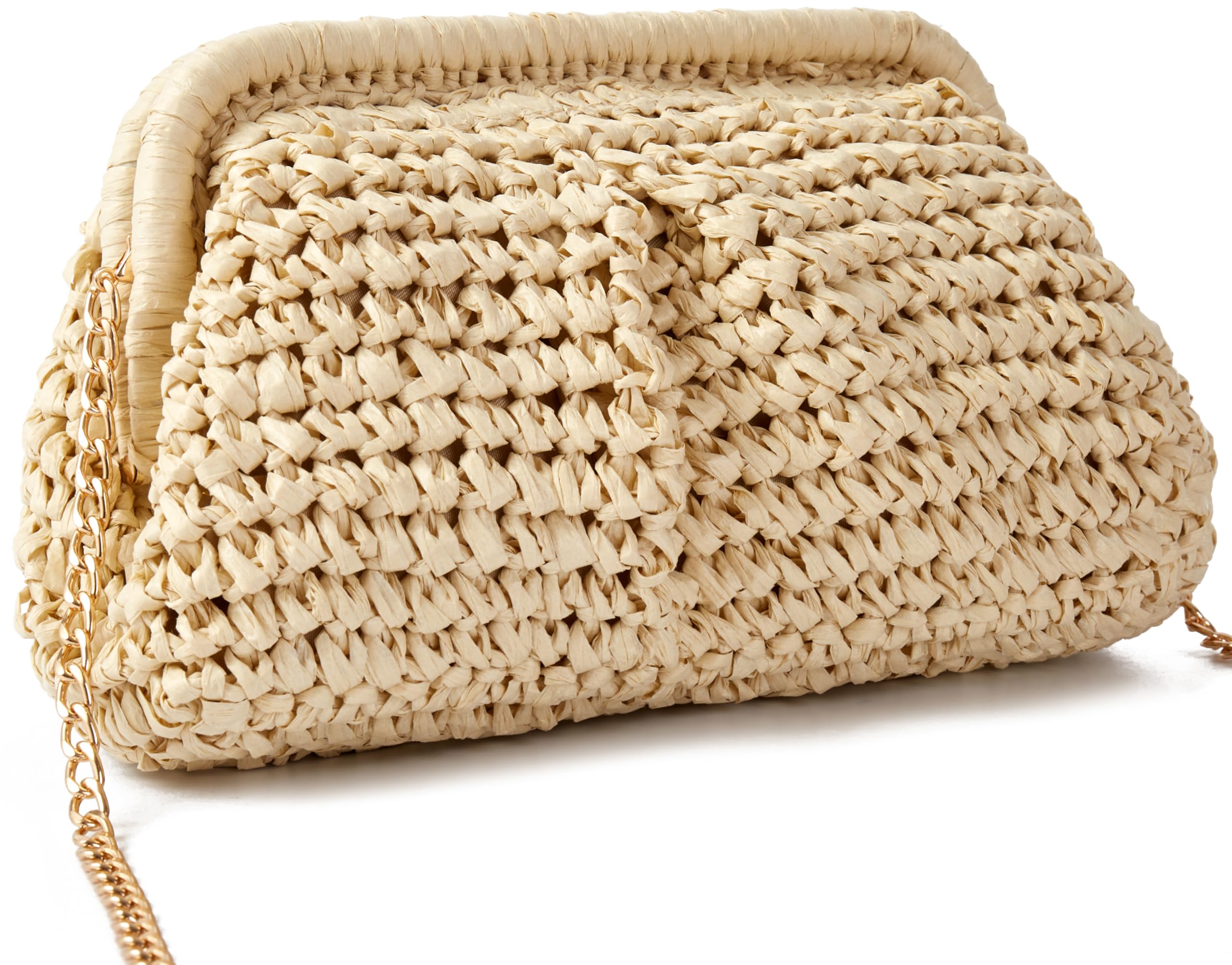Women's Straw Woven Beach Bag with Detachable Shoulder Strap - Summer Clutch Purse & Pouch Handbag for Vacation, Pool Party, and Outdoor Activities