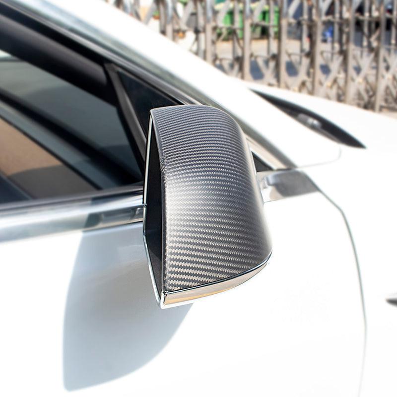 Premium Dry Carbon Fiber Mirror Cover Caps for Tesla Model 3/Y & 2024+ Model 3 Highland - OEM Fit Replacement Accessories | Enhance Style & Protection for Daily Driving & Car Shows