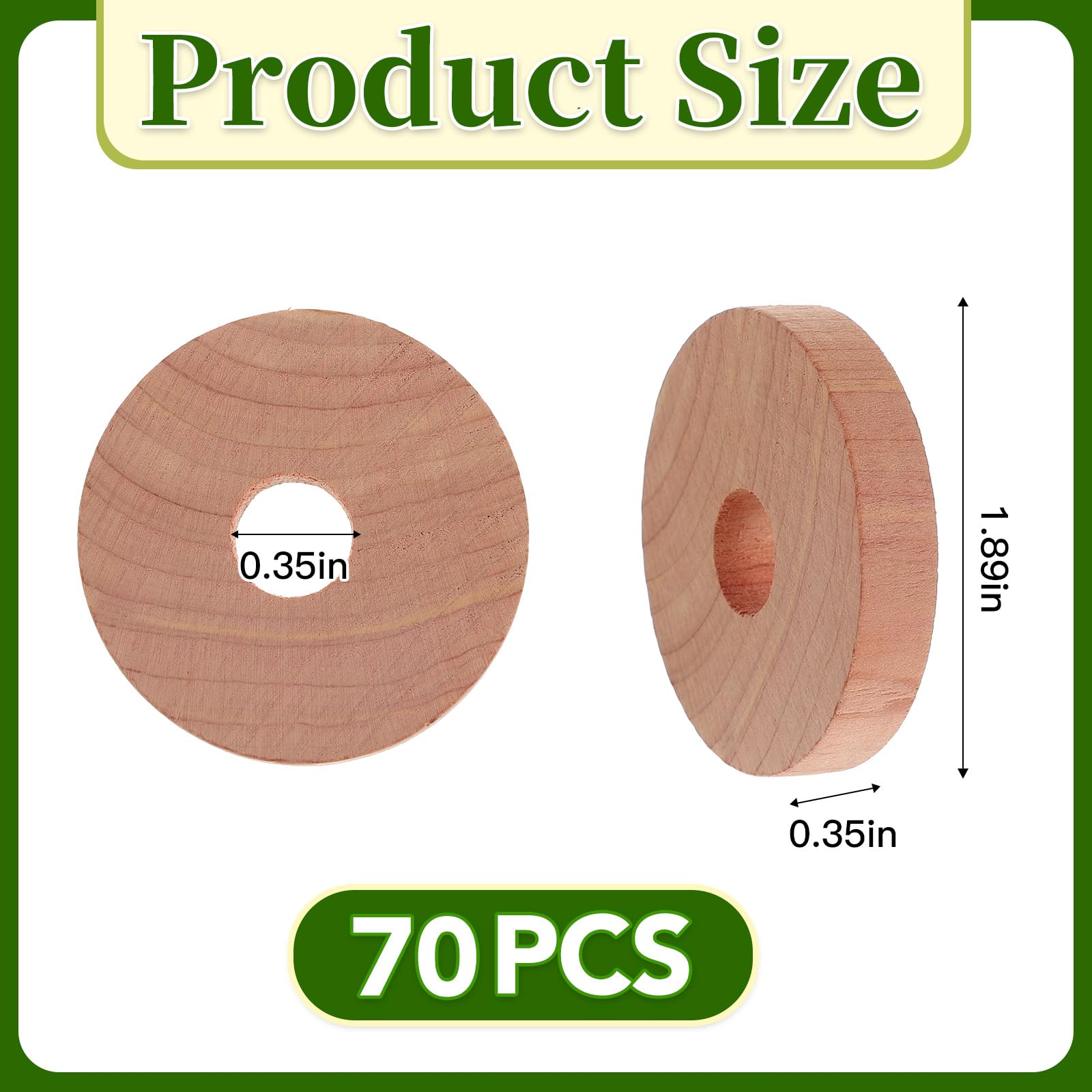 70 Pack Natural Cedar Wood Rings & Blocks for Clothes Storage - Closet, Drawer & Shoe Cabinet Organizer - Moth Repellent & Fresh Scent for Wardrobe, Seasonal Clothing & Handbag Storage