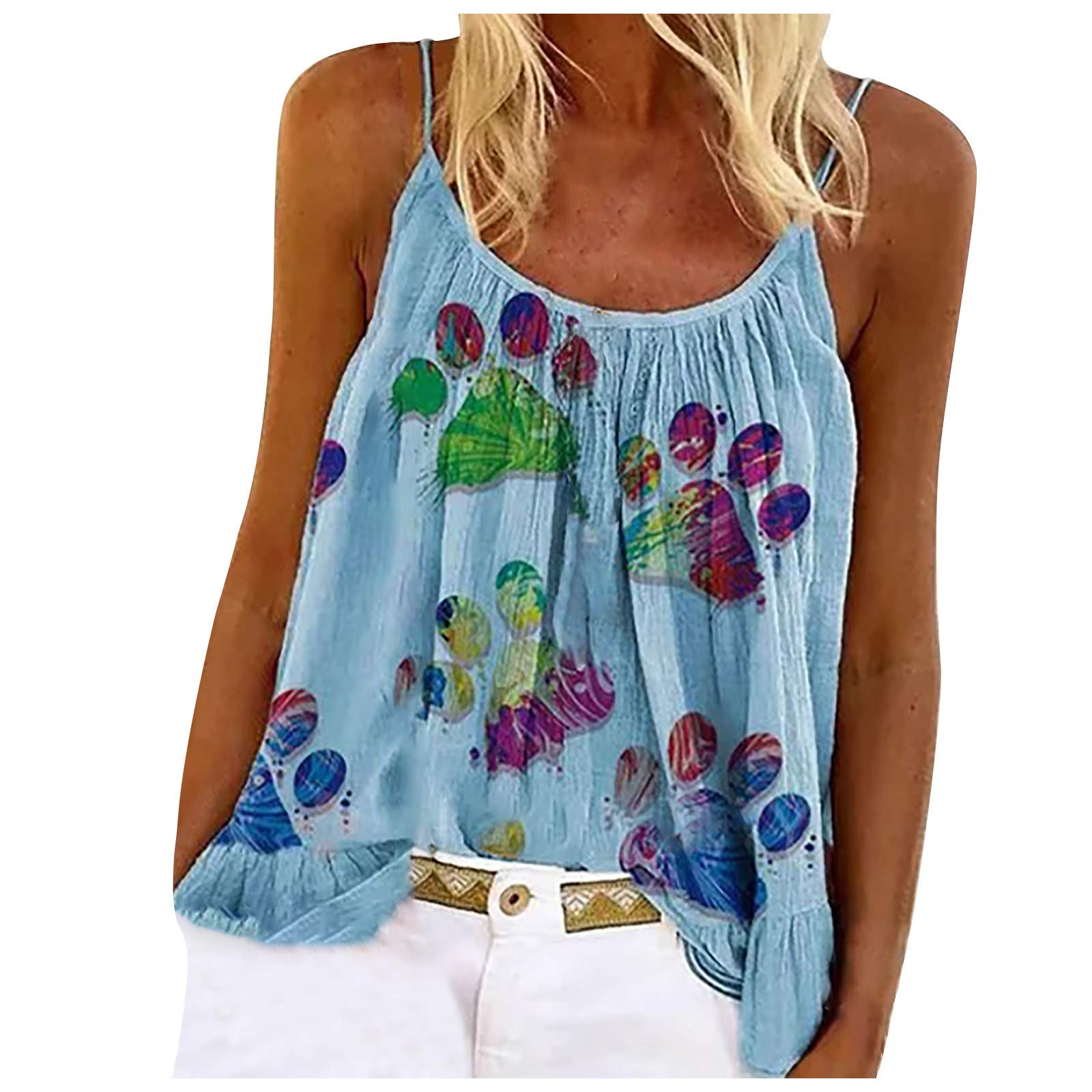 Plus Size Women's Tank Tops - Fashion Casual Sleeveless Blouse for Summer Outings