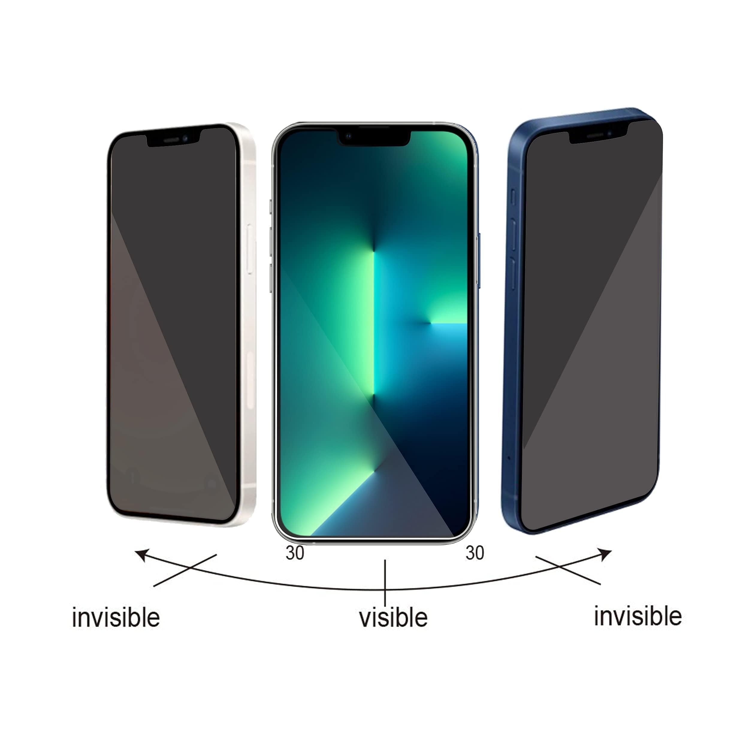 Ailun iPhone 14 Plus/iPhone 13 Pro Max 6.7 Inch Privacy Screen Protector 2 Pack & MFi Certified USB C to Lightning Cable 6ft 2 Pack - Anti-Spy Tempered Glass & Fast Charging Cord for Home, Office, Travel