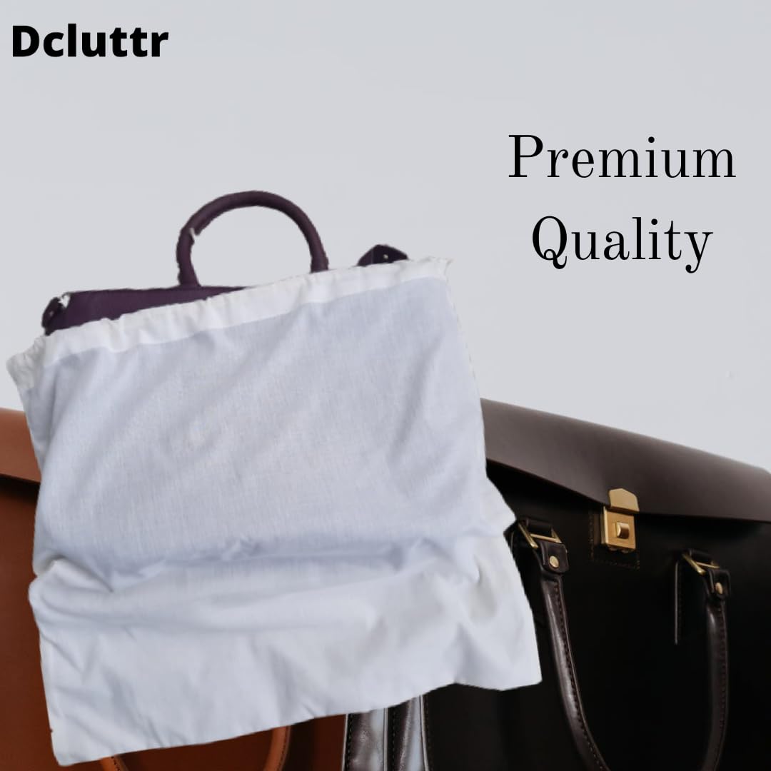 Premium Dust Bags for Handbags & Purses - 7 Pack Odor-Resistant Cotton Storage Covers with Drawstring Closure | Protects Luxury Bags, Shoes & Boots | Perfect for Travel, Closet Organization & Long-Term Storage