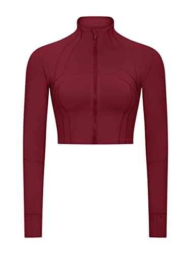Deep Red Crop Jackets
