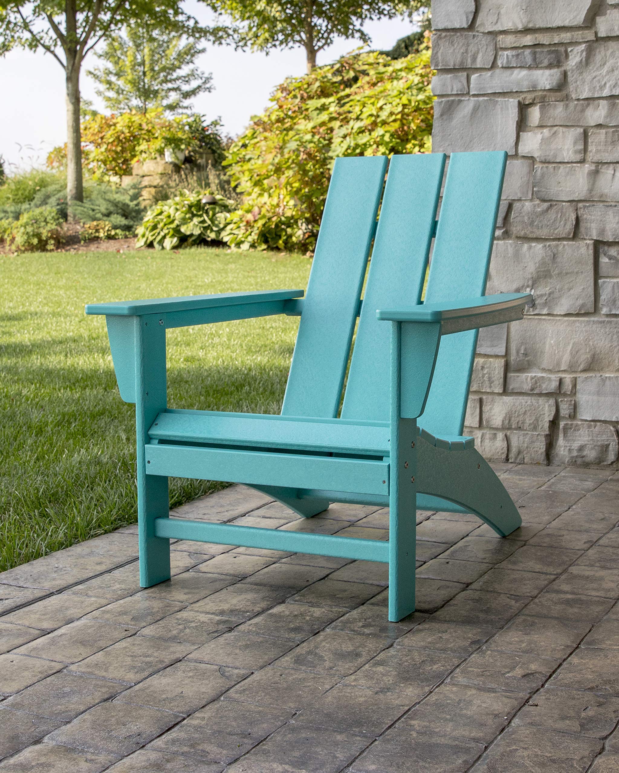 POLYWOOD AD420MA Modern Adirondack Chair - Durable Outdoor Furniture, Weather-Resistant Mahogany Finish - Perfect for Patio, Garden, Poolside & Backyard Relaxation
