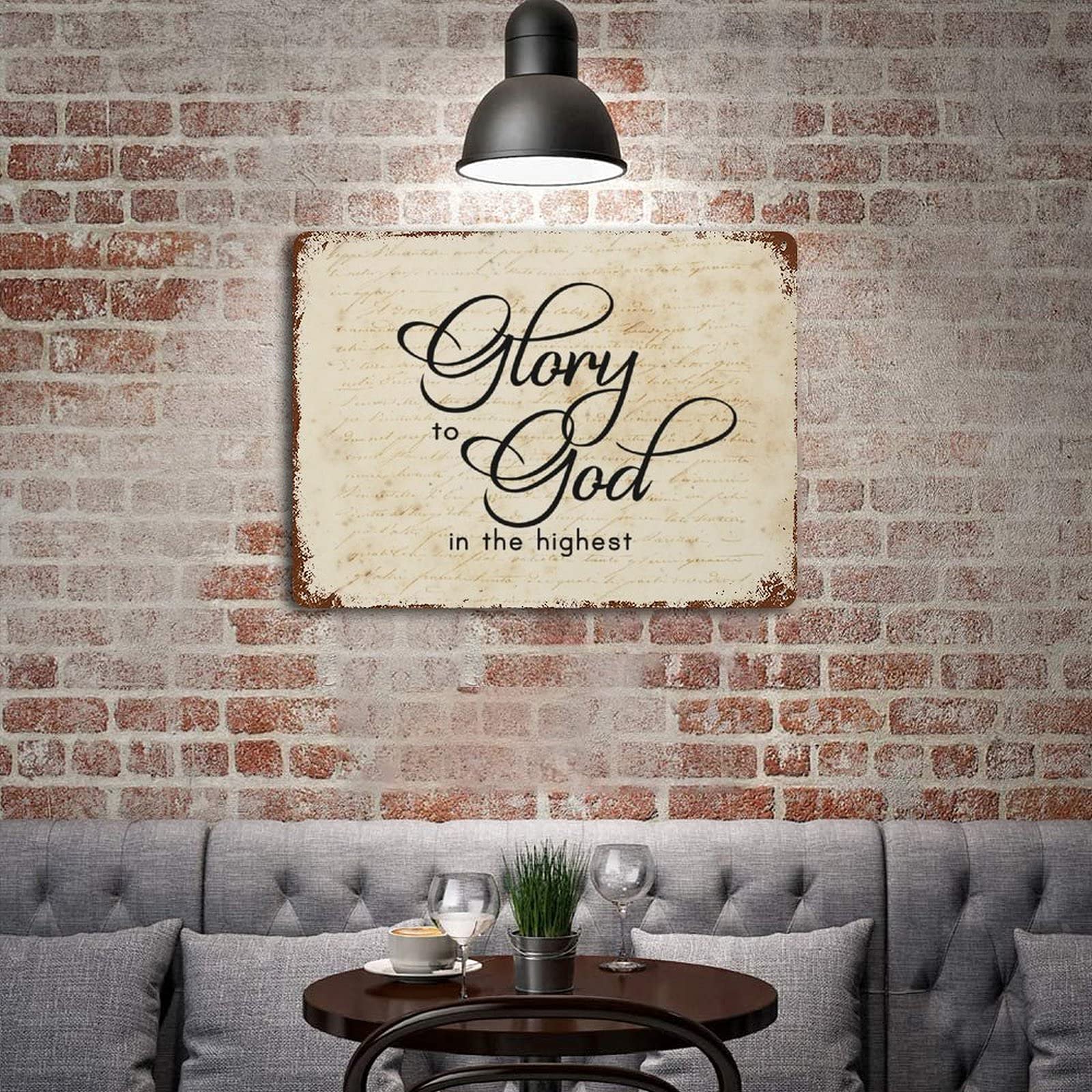 Rustic Metal Signs - Glory To God In The Highest Bible Verse Wall Art - Religious Christmas Christian Home Decor - Custom Metal Plaque for Wall, Door, Bathroom, Bedroom, Bar & Farmhouse - Perfect for Holiday Gifts, Church Decor & Spiritual Inspiration