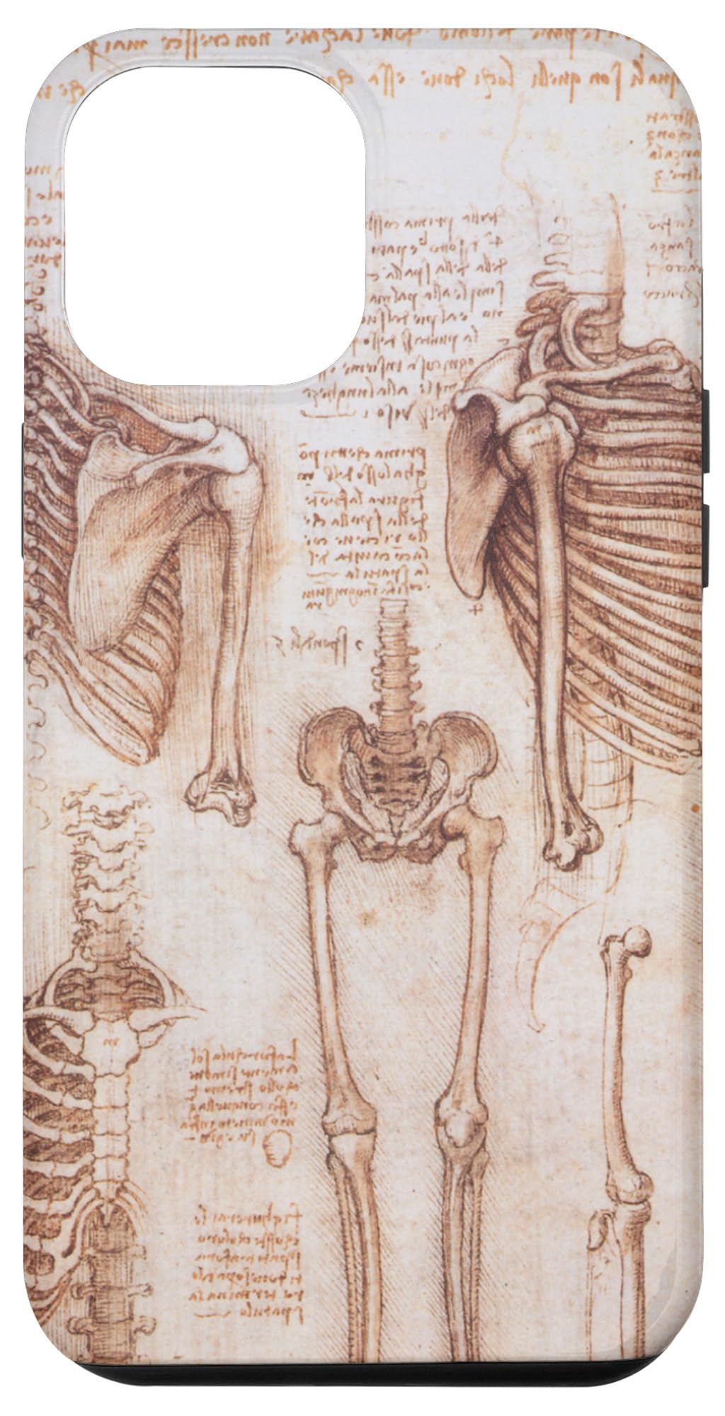 iPhone 12 Pro Max Case - Leonardo da Vinci Skeleton Anatomy Art Design - Durable Protective Phone Cover for Students, Artists & Medical Professionals - Perfect Gift for Science & Art Lovers