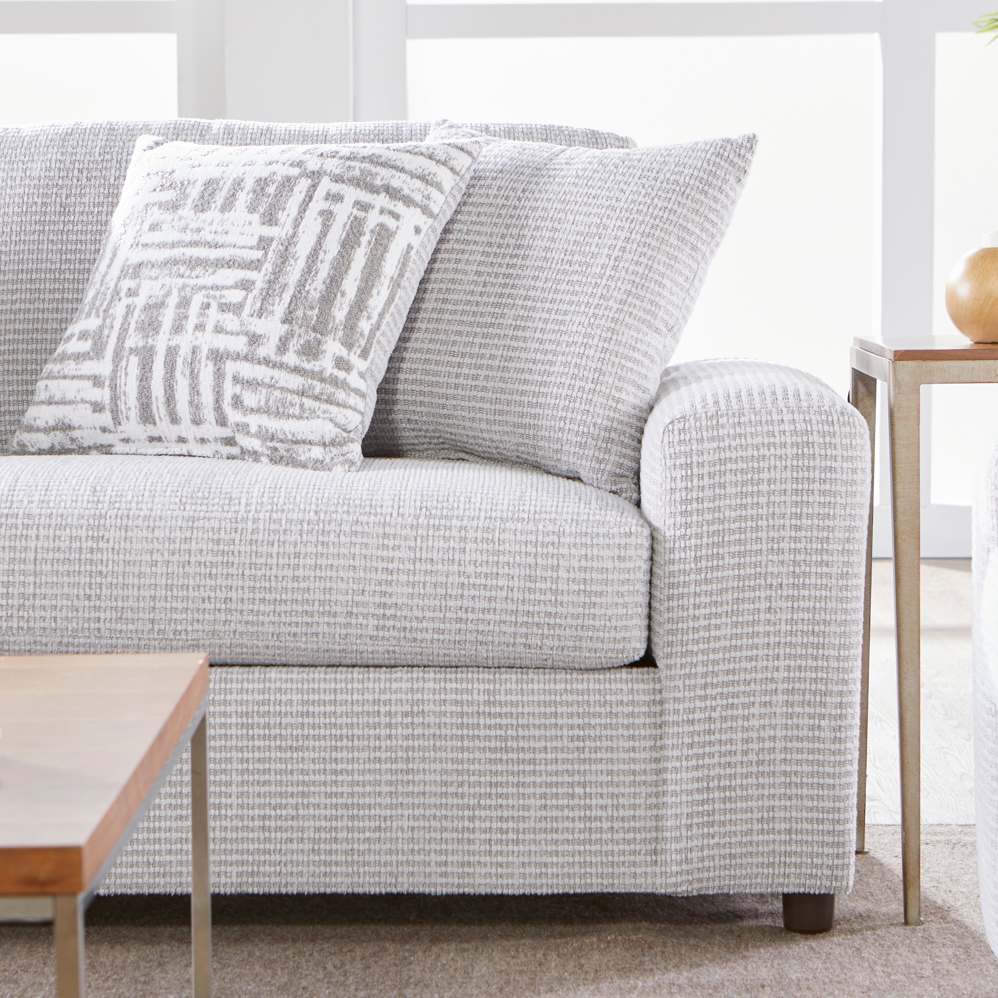 Roundhill Furniture Lancelot Upholstered Stationary Sofa - Comfortable Fabric Living Room Couch for Home, Apartment & Office Use
