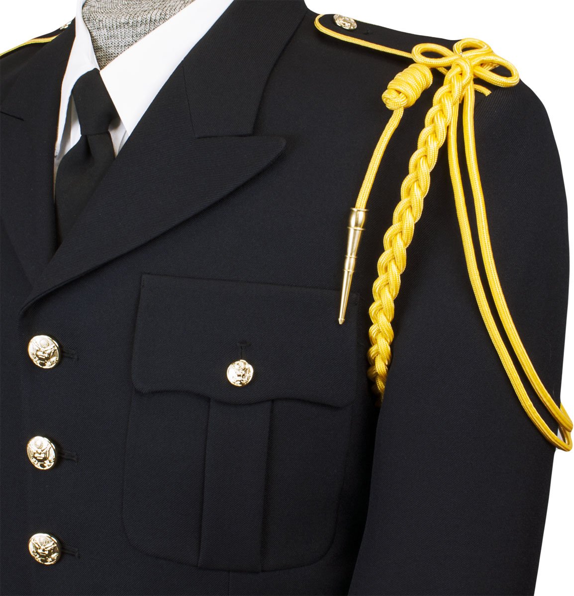 Premium Double Strand Shoulder Cord with Gold Tip - Elegant Military Style Accessory for Uniforms, Ceremonies & Formal Events