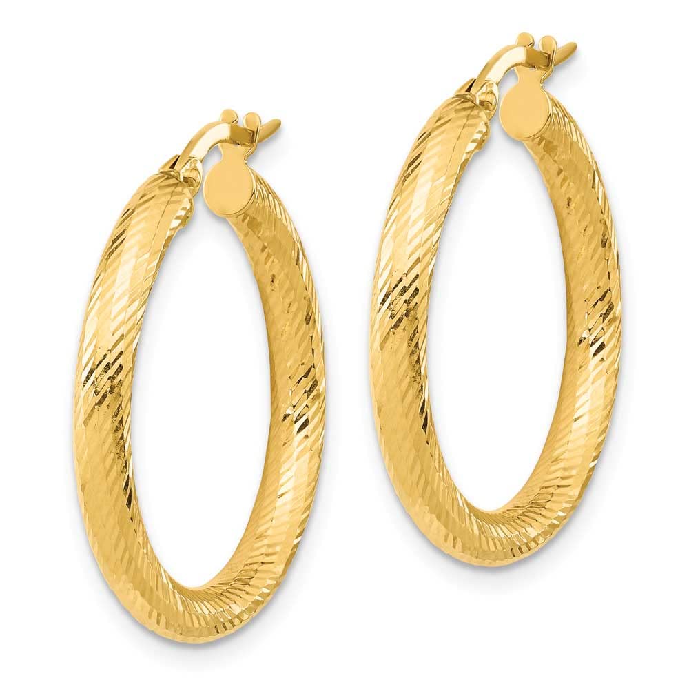 14K Gold 3x20mm Double Clip Round Hoop Earrings for Women - Hypoallergenic Dangle Earrings for Everyday Wear & Special Occasions