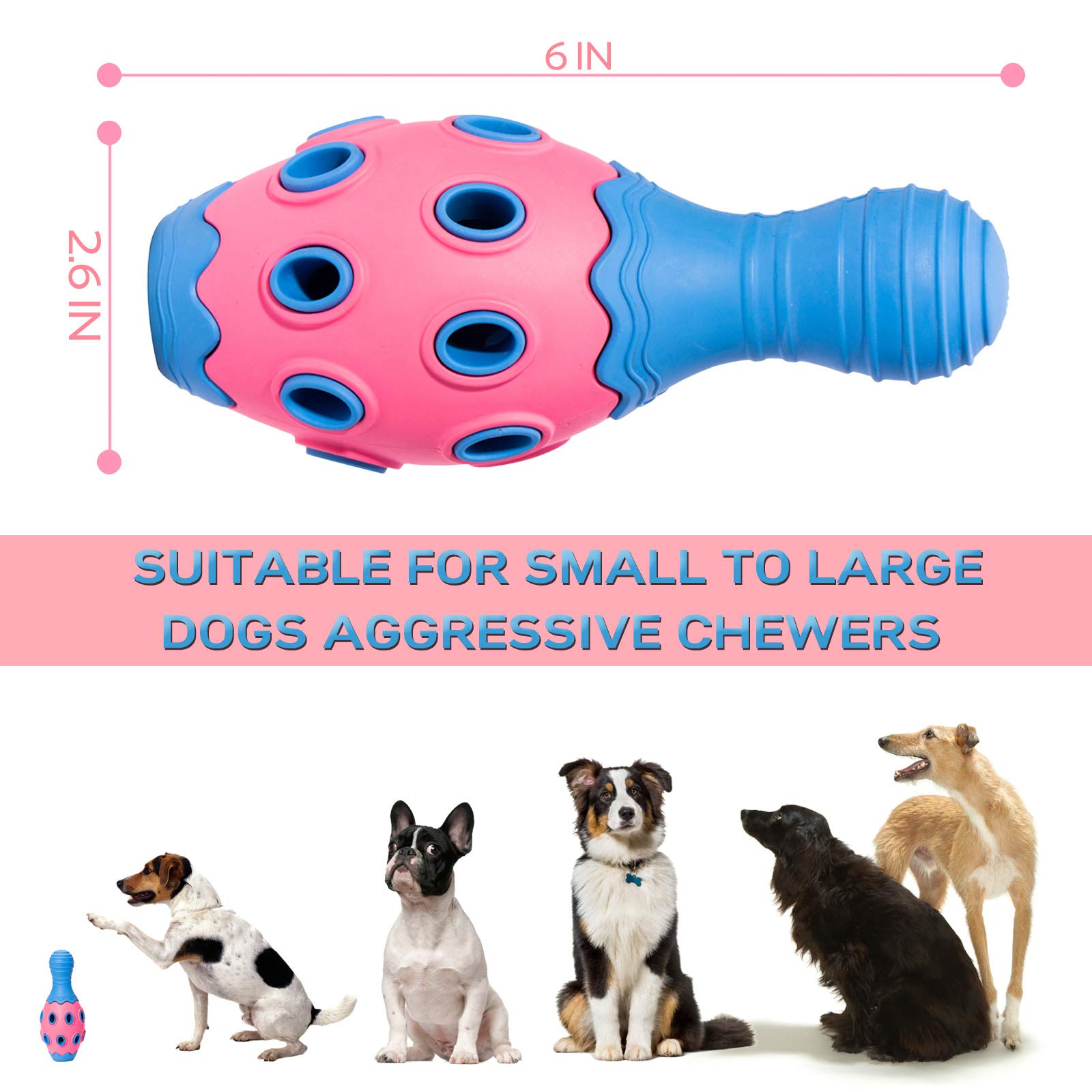 Durable Dog Chew Toys for Aggressive Chewers - Large & Small Breed Tough Chew Toys with Treat Dispenser, Interactive Puzzle & Squeaky Toy for Anxiety Relief & Teething | Perfect for Playtime, Training & Mental Stimulation