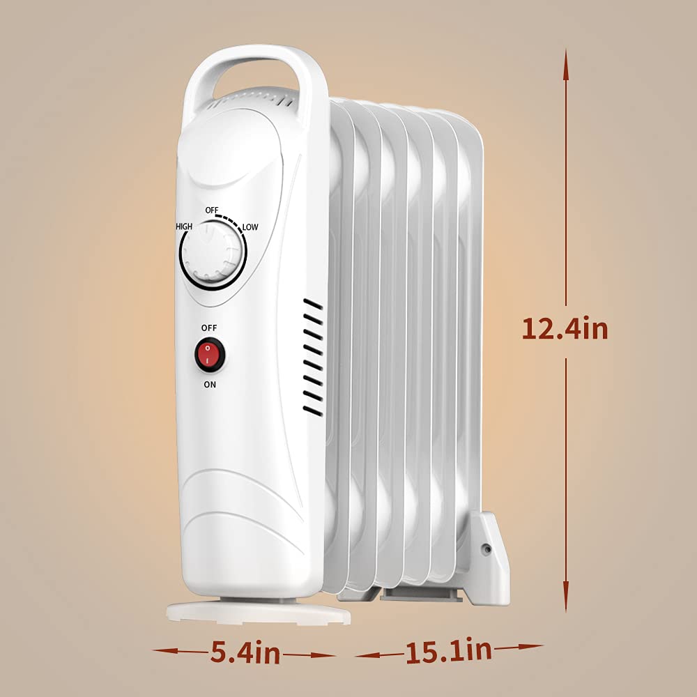 700W Oil Filled Radiator Heater with Thermostat - Portable Electric Space Heater with Overheat Protection - Quiet Indoor Heater for Home, Office, Bedroom & Living Room - Perfect for Winter Warmth & Energy Efficiency