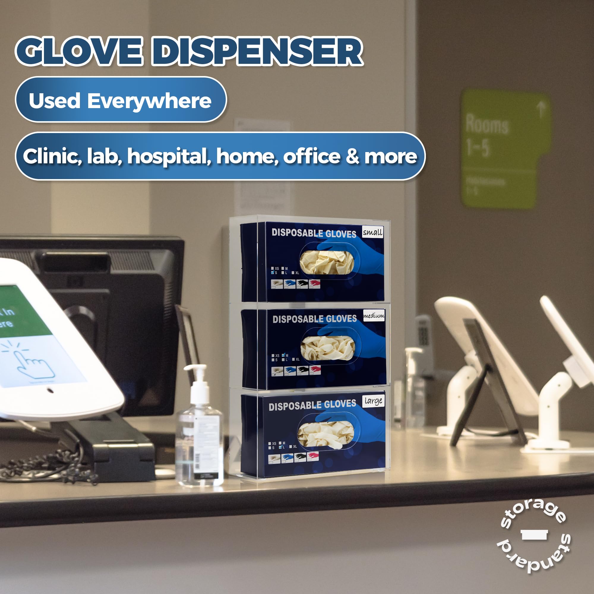 Wall Mount Glove Dispenser for Medical & Kitchen Use - 16.5x10x3.5 Inches