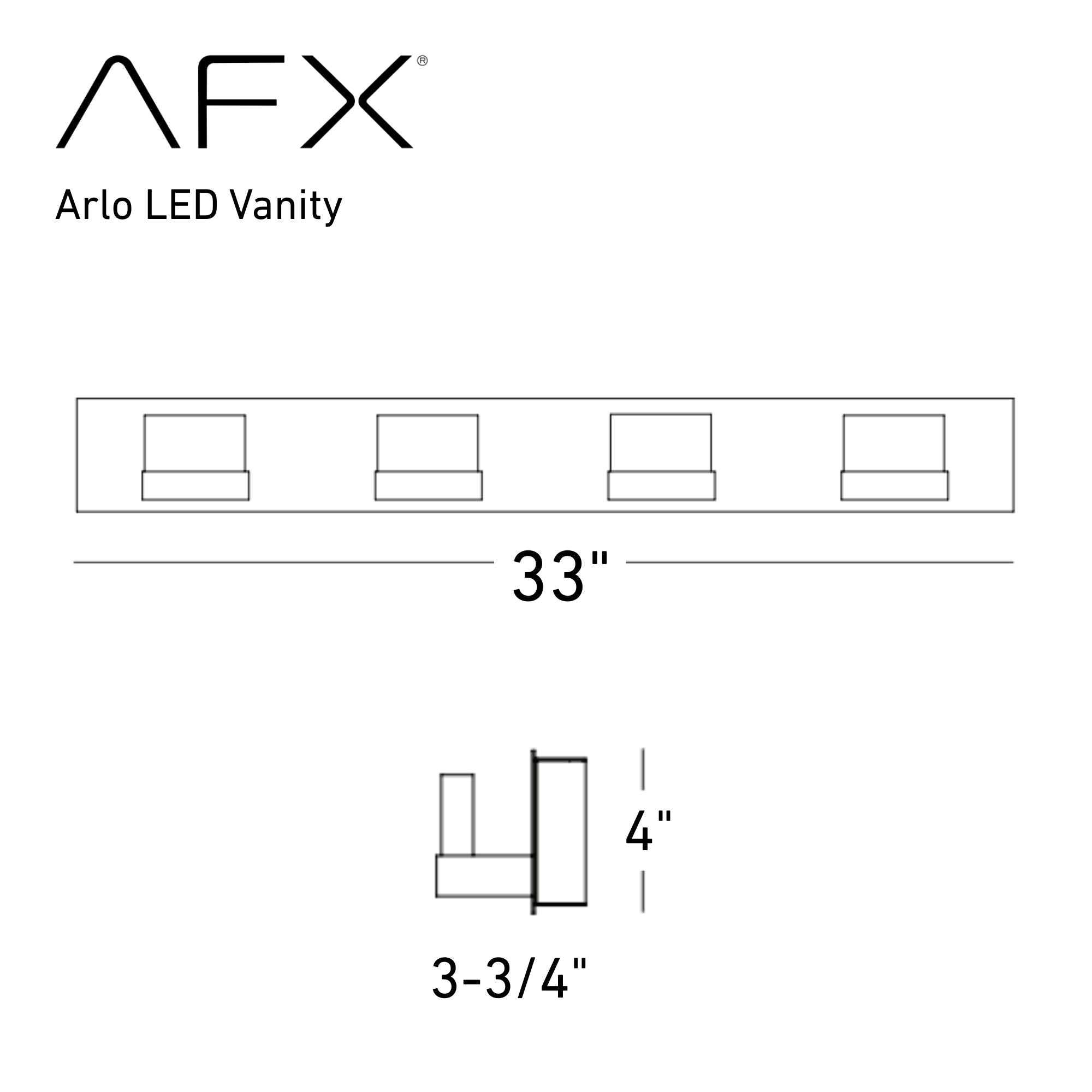 Arlo 33-inch 4-Light LED Vanity Light Fixture - Satin Nickel Finish, 120V - Perfect for Bathroom, Bedroom, and Dressing Room Lighting