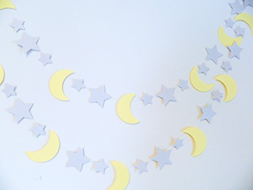 Star and Moon Baby Shower Decorations - Gray & Yellow Moon & Stars Garland - Nursery Wall Decor - Twinkle Little Star Birthday Party Supplies - Perfect for Baby Showers, Gender Reveals & Nursery Room Decorations