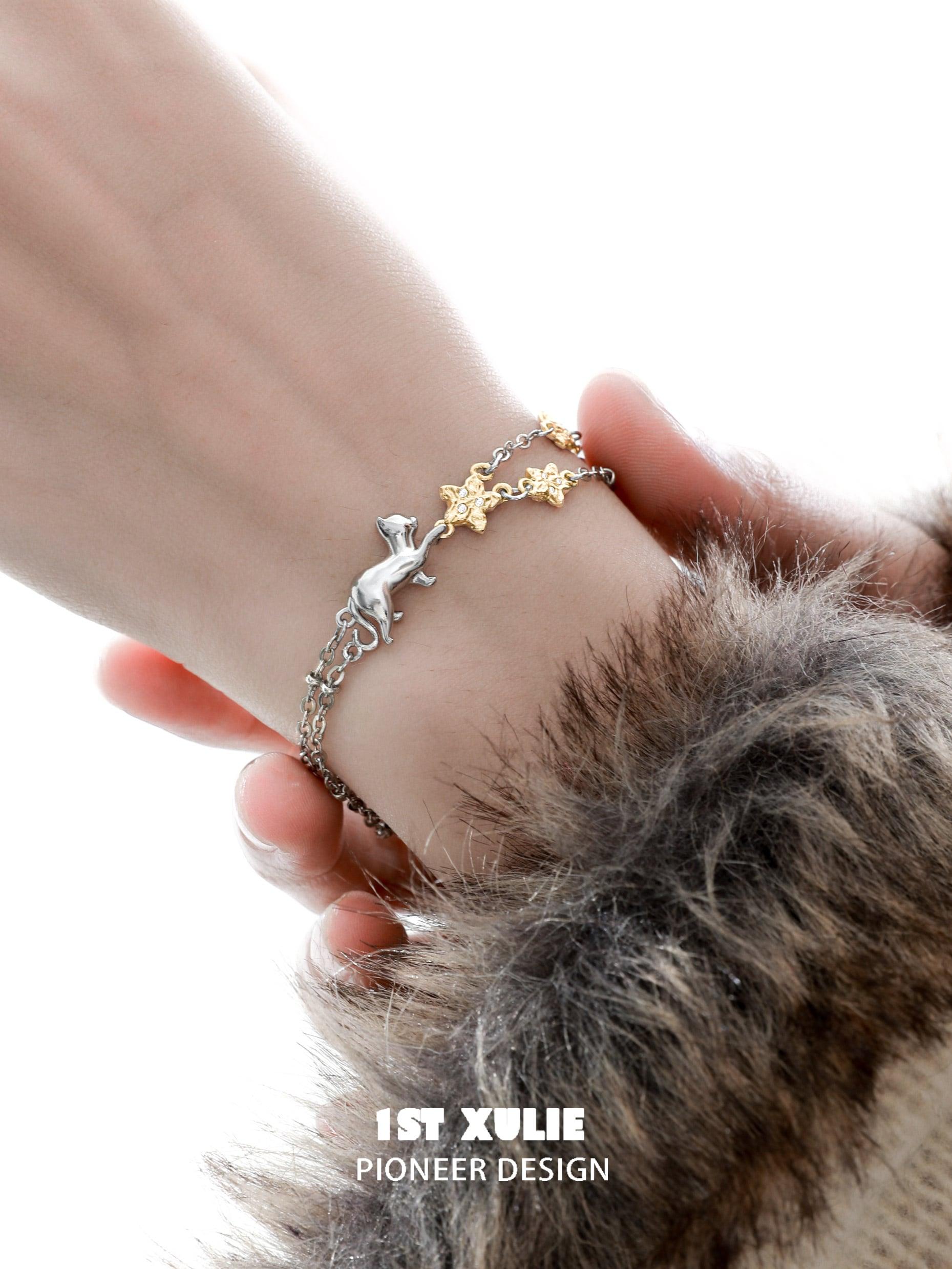 18K Gold Plated Cat Chain Bracelet - Elegant Cat Jewelry for Women | Perfect Gift for Cat Lovers & Fashion Accessories