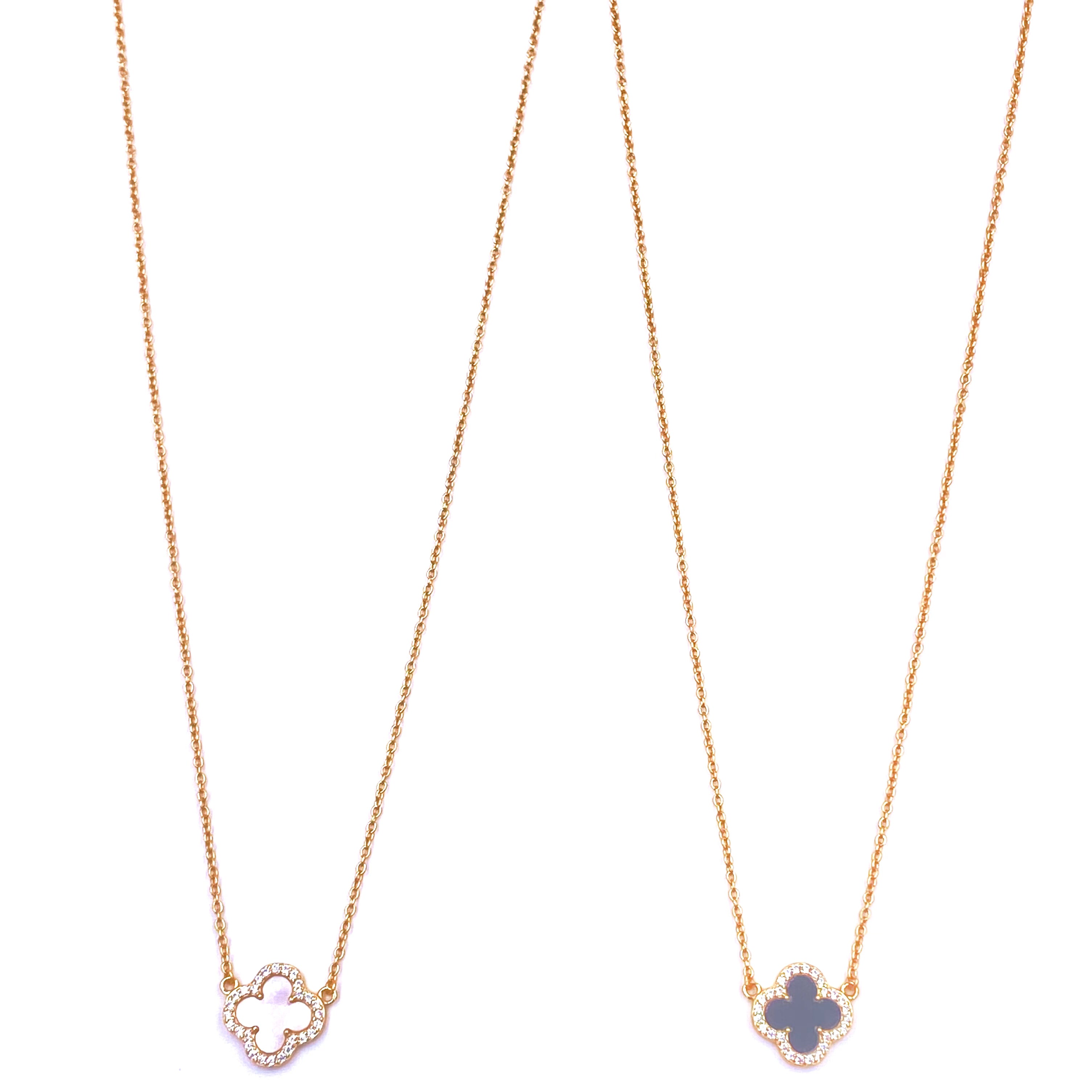 Ashley Gold Sterling Silver Gold Plated CZ Enamel Clover Pendant Necklace - Elegant Four Leaf Clover Jewelry for Women - Perfect for St. Patrick's Day, Birthday Gifts & Everyday Wear