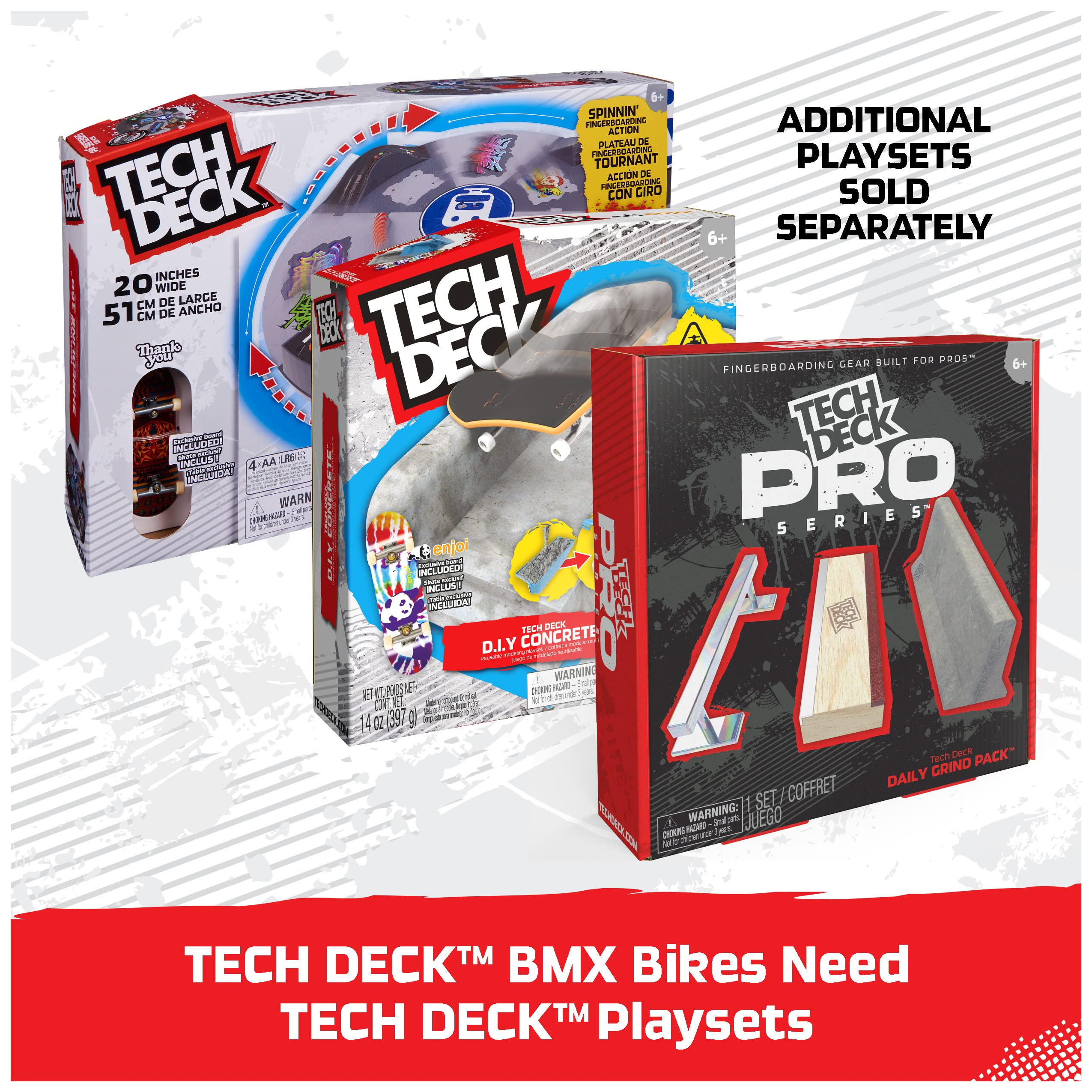 Tech Deck BMX Finger Bike 3-Pack - Collectible & Customizable Mini BMX Bicycle Toys for Kids & Adults Ages 6+ - Perfect for Stunt Shows, Desk Racing & Collector Displays (Amazon Exclusive)