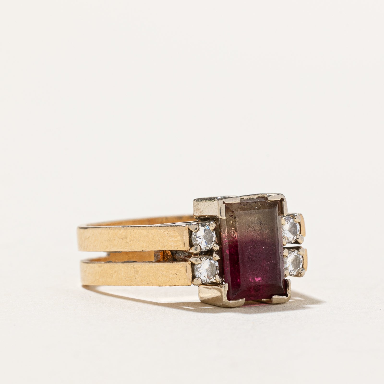 2.00ct Tourmaline & 0.18ct Diamond Ring - Size 4.75 - Elegant Jewelry for Weddings, Anniversaries & Special Occasions