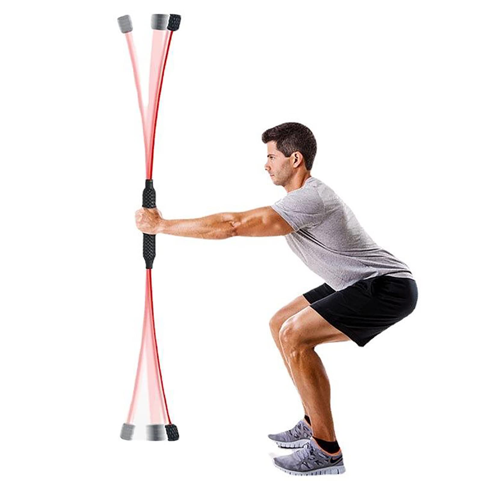 High Frequency Vibration Training Bar - 300 Times/Min Detachable Fitness Bar for Fat Burning, Home Workout, Yoga & Physical Therapy | Portable Elastic Flexi Bar for Full Body Exercise & Muscle Toning