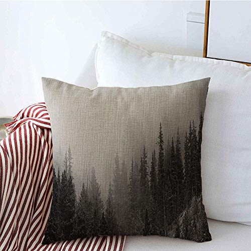 Trendy Black and White Tree Silhouette Linen Throw Pillow Covers 16x16 Inch - Nature Inspired Decor for Sofa, Couch, Bedroom - Perfect for Spring Home Decor & Cozy Living Room Accents