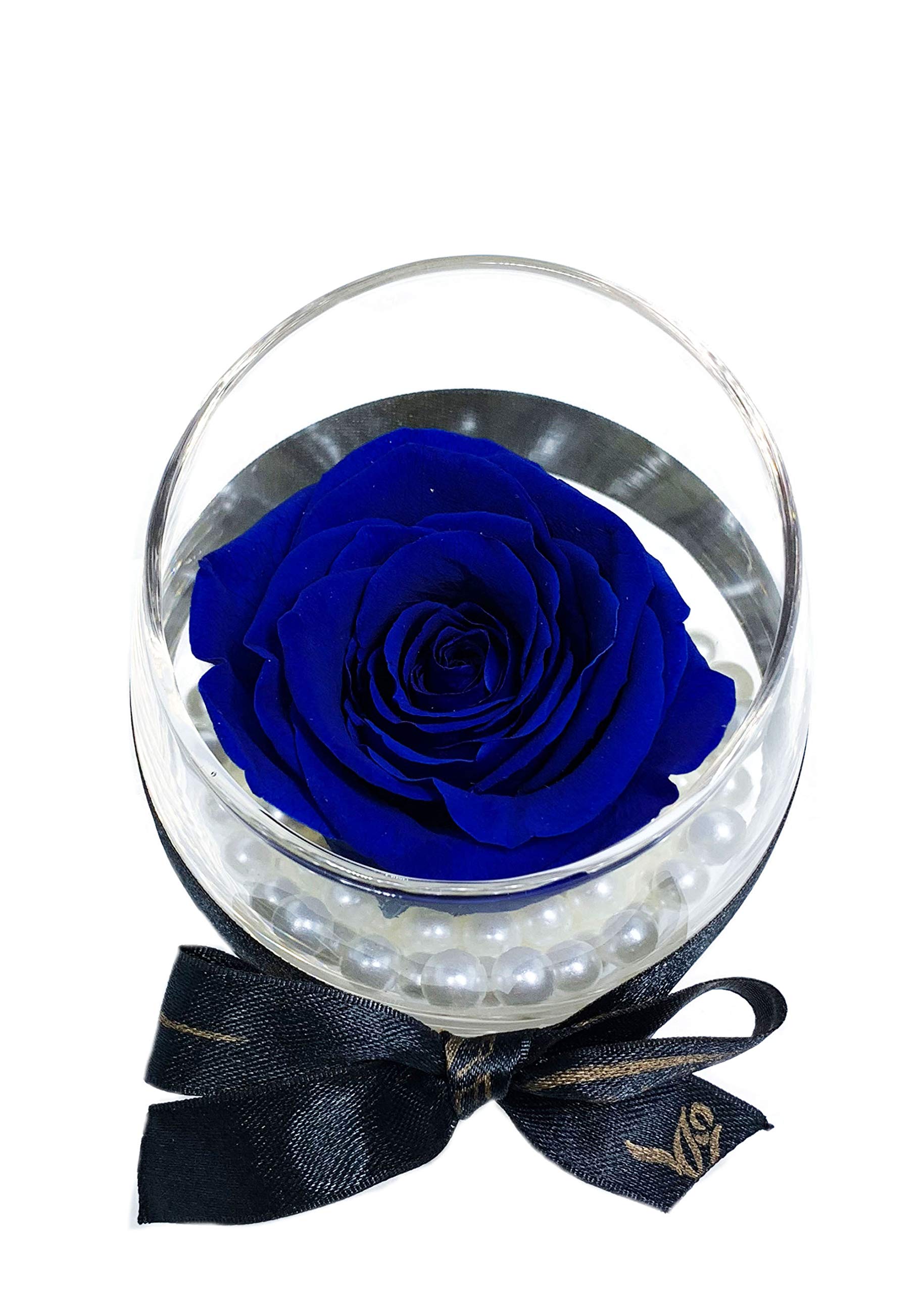 Preserved Real Rose in Glass Votive - Eternal Flower Gift (Ocean Blue) | Perfect for Anniversaries, Weddings & Home Decor