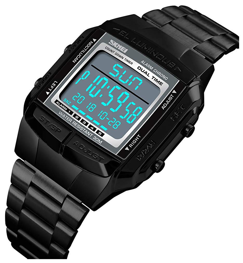 MASTOP Men's Digital Sports Watch with Alarm, Stopwatch & Waterproof - Square Business Wristwatch for Running, Swimming & Office Wear