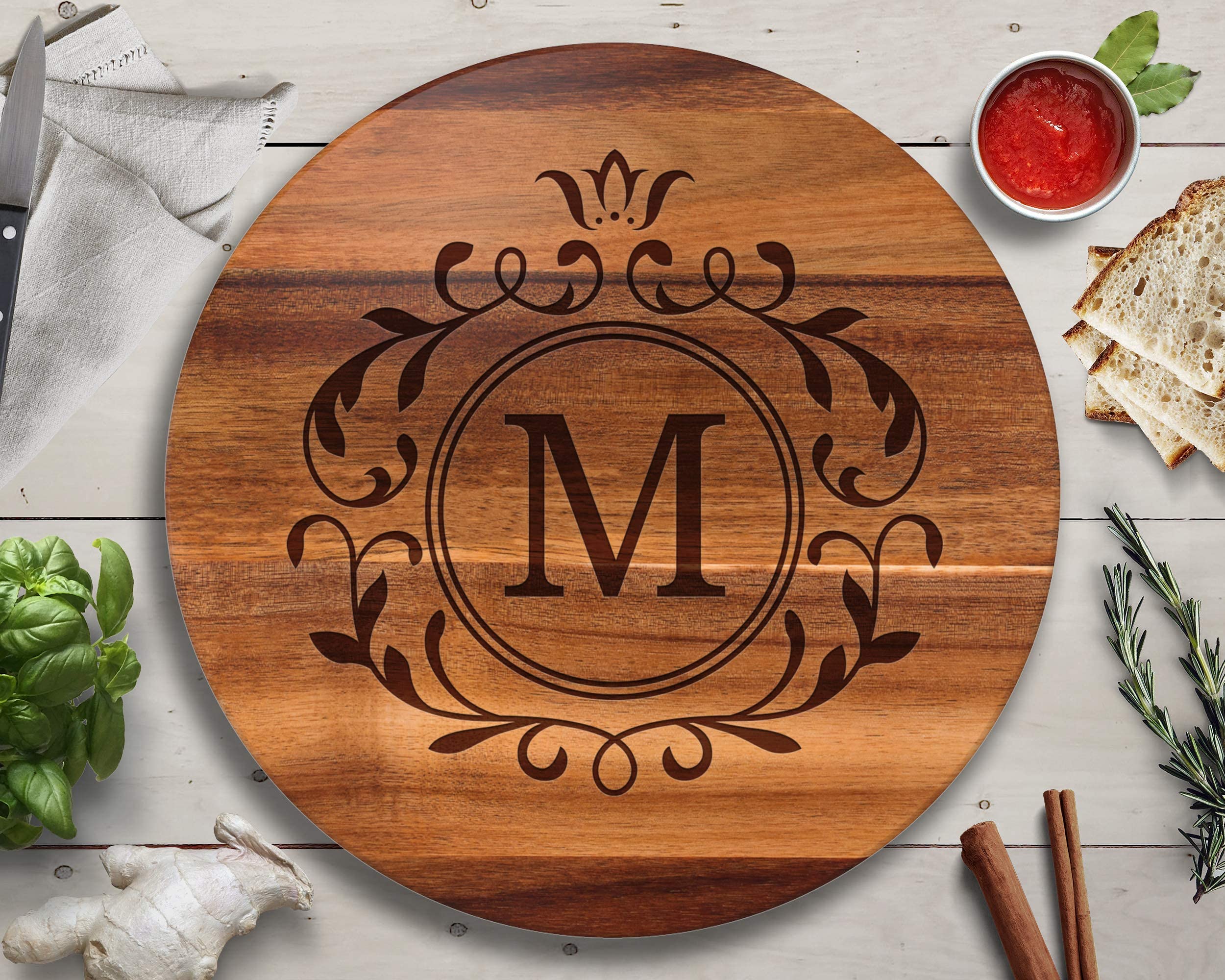 Custom Lazy Susan Turntable - Personalized Wooden Rotating Serving Tray for Dining Table, Wedding Gifts & Kitchen Organization | Perfect for Entertaining, Spice Storage & Cutting Board Use