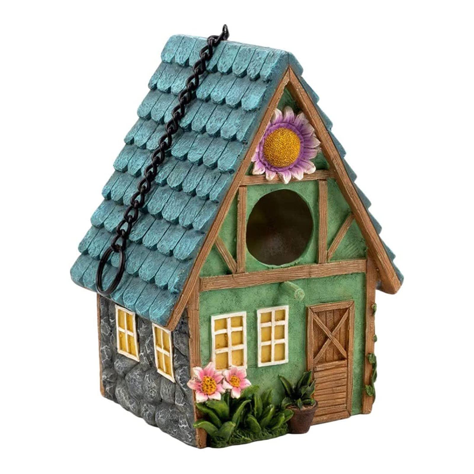 Handmade Resin Bird Hanging House - Outdoor Hummingbird Feeder with Single Port for Garden, Patio & Lawn Decoration | Attracts Wild Birds & Enhances Backyard Aesthetics