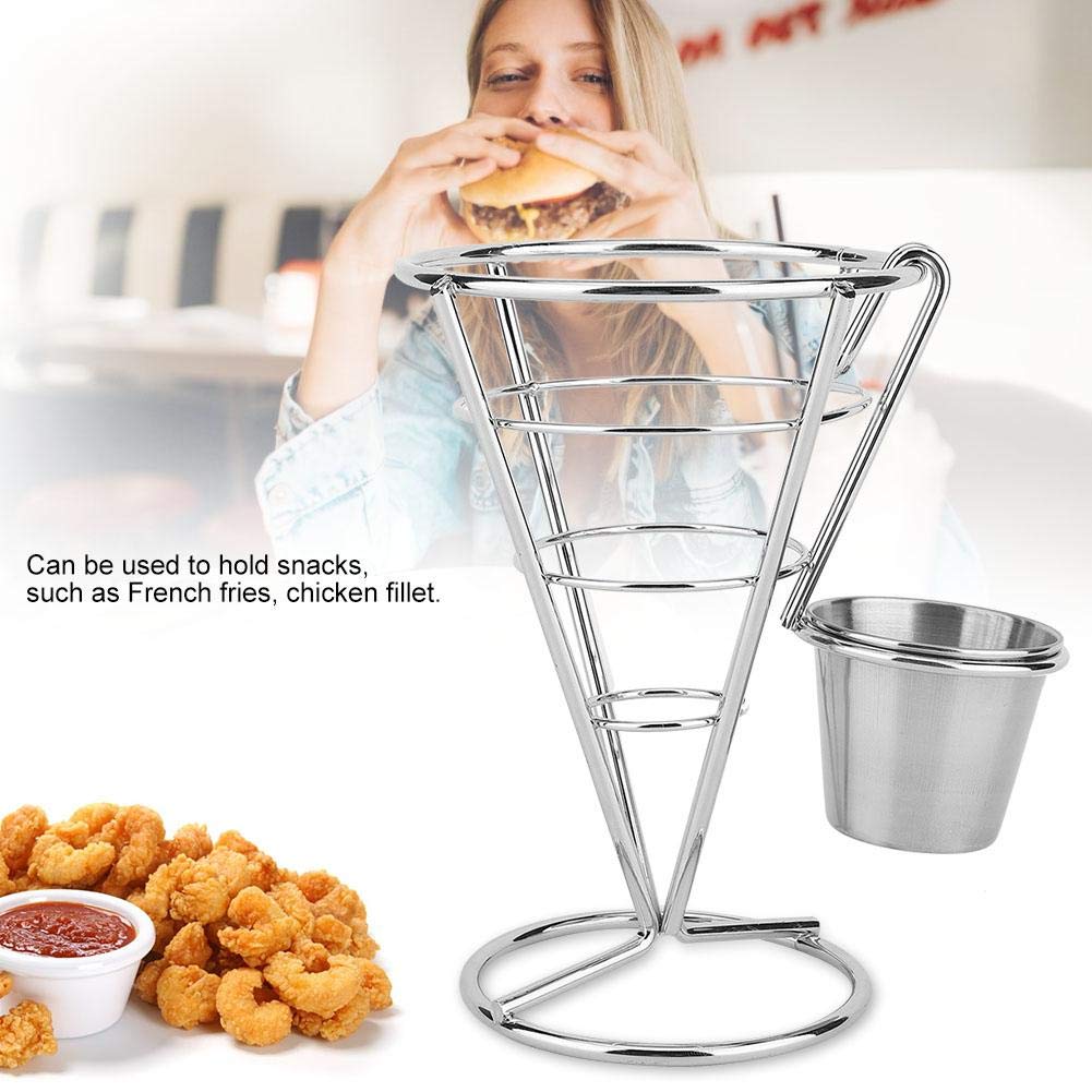 Stainless Steel French Fry Cone Holder - Single Wire Basket for Snack Display, Buffet & Food Stand - Perfect for Restaurants, Fast Food Shops & Party Snack Serving