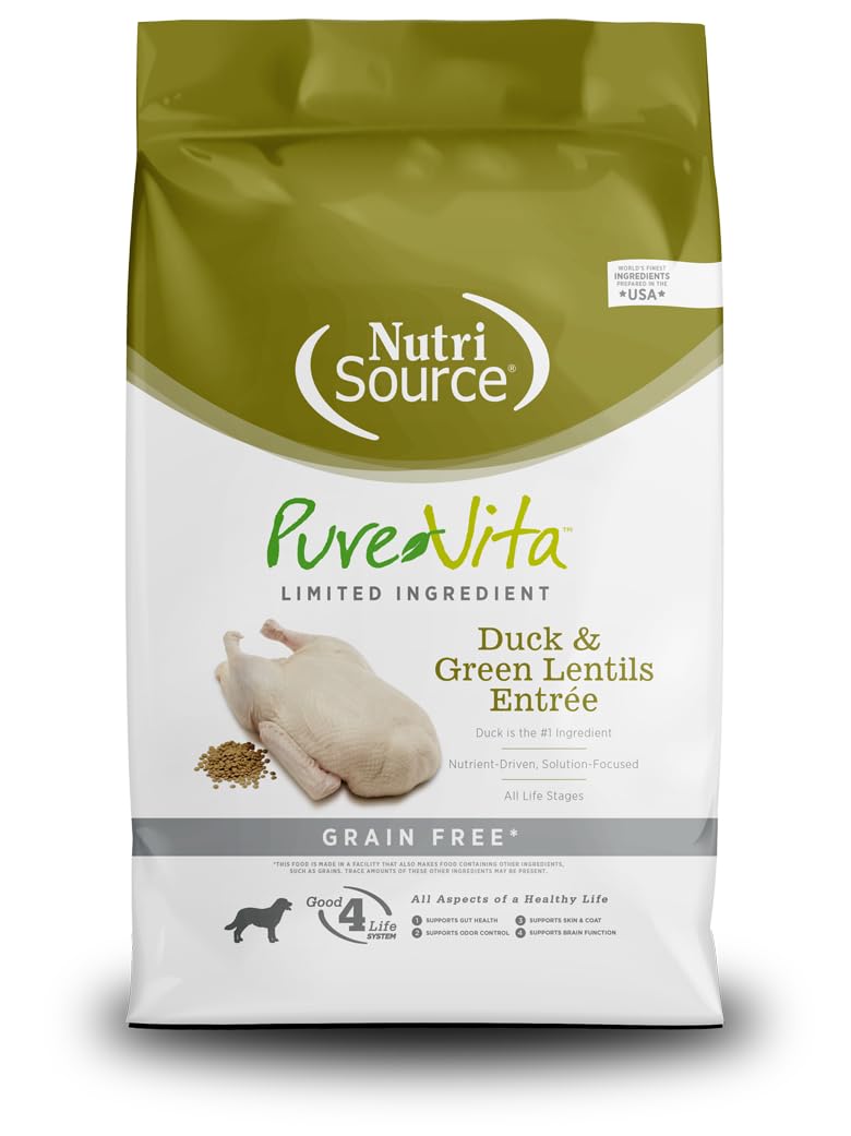 Purevita Grain Free Duck Dog Food 25Lb - High Protein, Hypoallergenic Dry Dog Food for All Breeds - Perfect for Sensitive Stomachs & Skin Allergies - Great for Adult Dogs & Puppies