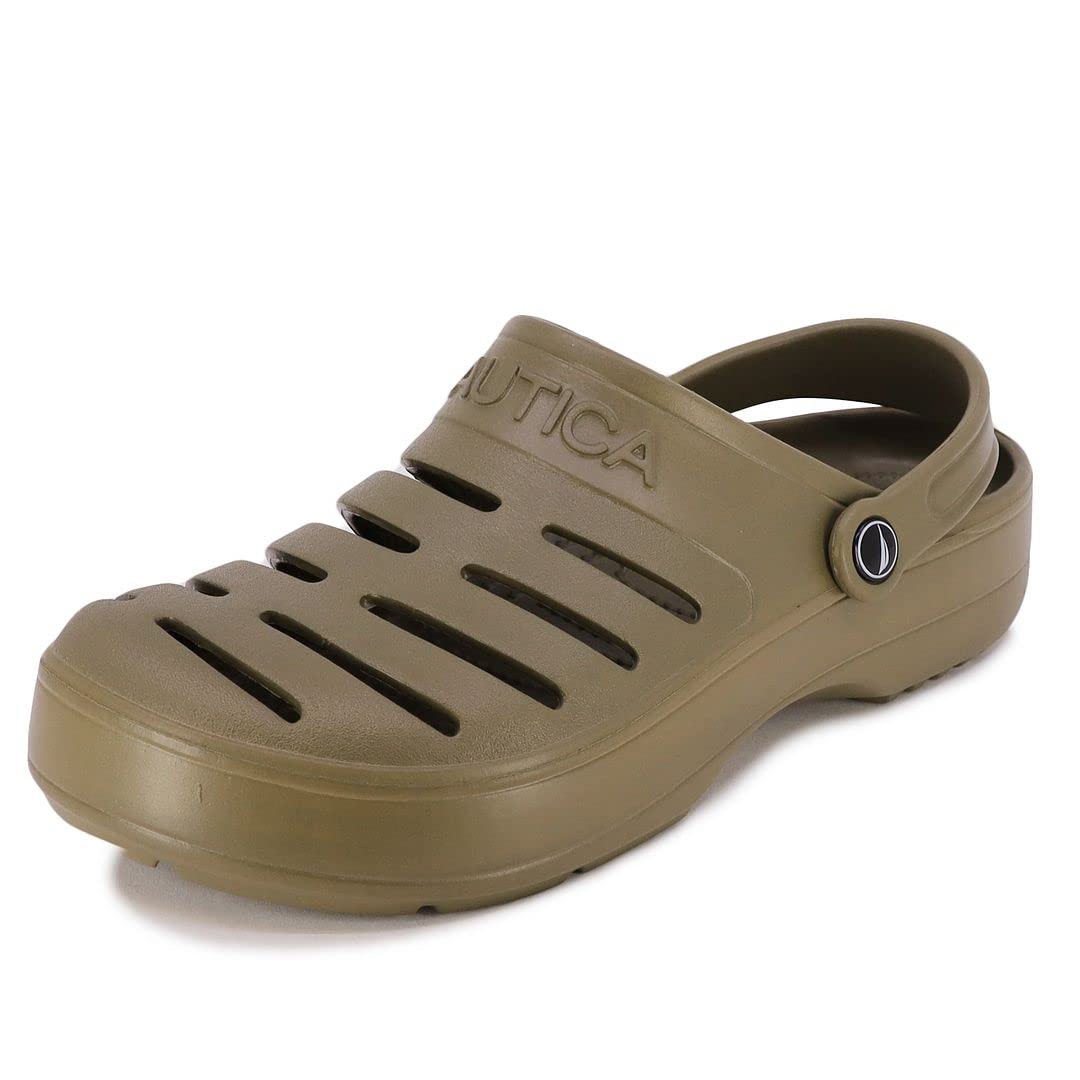 Nautica Men's Clogs - Comfortable Slip-On Athletic Sandals with Adjustable Back Strap - Water Shoes & Fuzzy Slippers for Beach, Pool, Gym & Home Use - River Edge Style