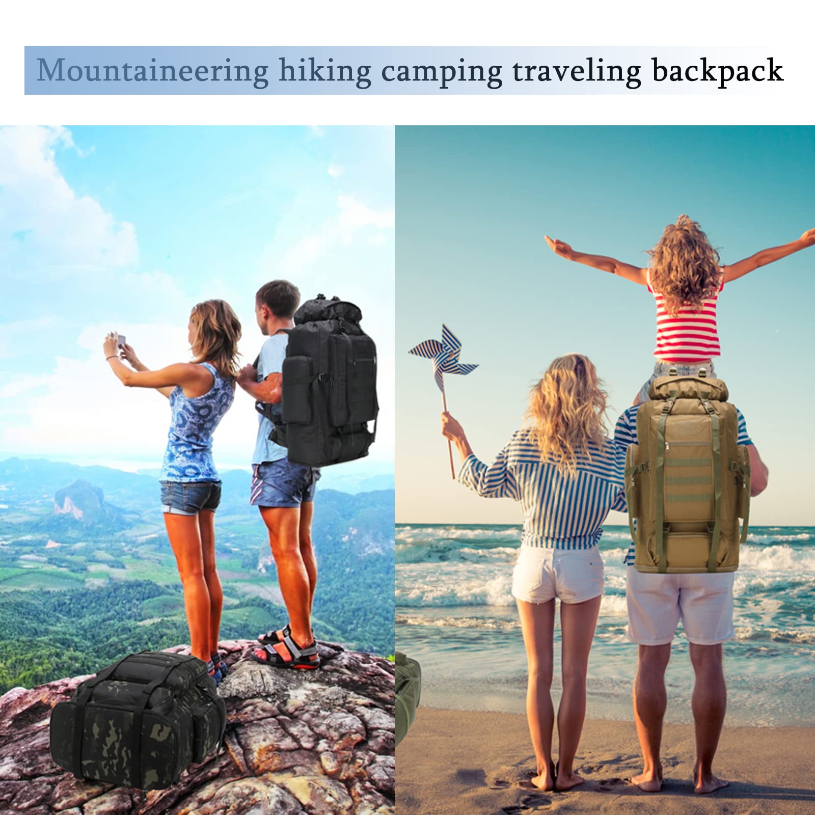 100L Tactical Military Backpack for Men - Waterproof Hiking & Hunting Backpack with MOLLE System, Adjustable Shoulder Straps & Survival Gear Compartment - Perfect for Outdoor Camping, Trekking, Travel & Emergency Preparedness - Durable Rucksack for Adventure Enthusiasts & Survivalists