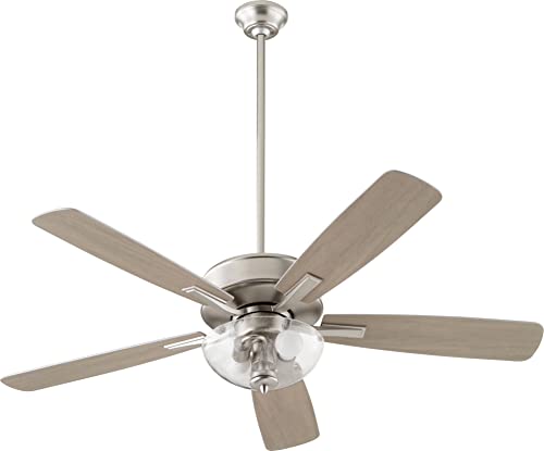 Ovation 52 Inch Ceiling Fan with LED Light Kit, Brushed Nickel Finish - Perfect for Living Room, Bedroom, and Outdoor Covered Patio