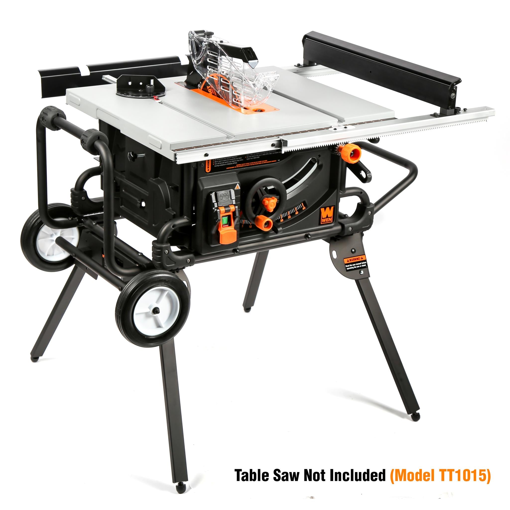 WEN TT1088 Heavy-Duty Rolling Mobile Table Saw Stand for 10-Inch Industrial Benchtop Jobsite Table Saws - Perfect for Woodworking Shops & Construction Sites