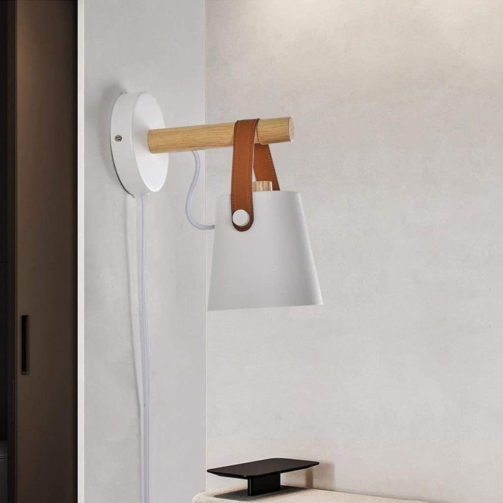 Modern Nordic Wall Lamp with Switch Plug - 2 Pack Bedside Lighting for Bedroom, Living Room - Simple & Creative Plug-in Sconce for Home Decor, Reading, and Ambient Lighting