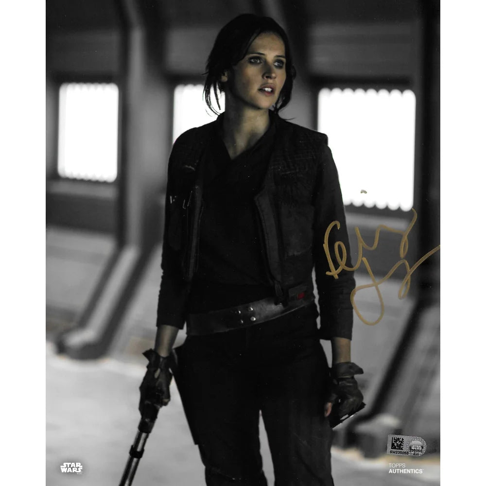 Felicity Jones Autographed 8x10 Photo - Star Wars Rogue One Jyn Erso Signed Memorabilia with Topps COA - Perfect for Movie Collectors, Fan Displays & Star Wars Themed Decor