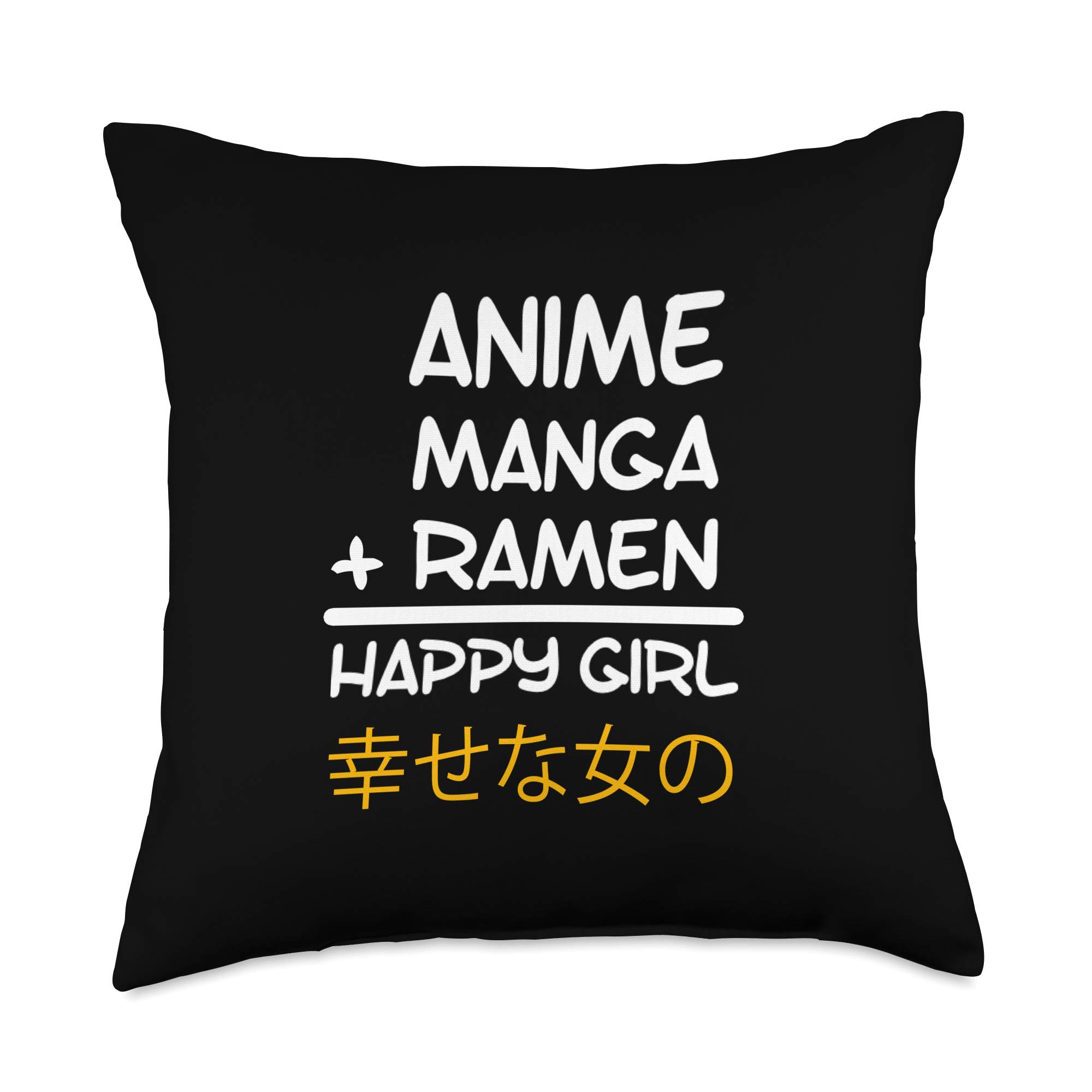 Anime Manga Ramen Lovers Throw Pillow - 18x18 Inch Japanese Themed Cushion for Girls & Teens - Multicolor Decorative Pillow for Bedroom, Dorm, or Anime Gift