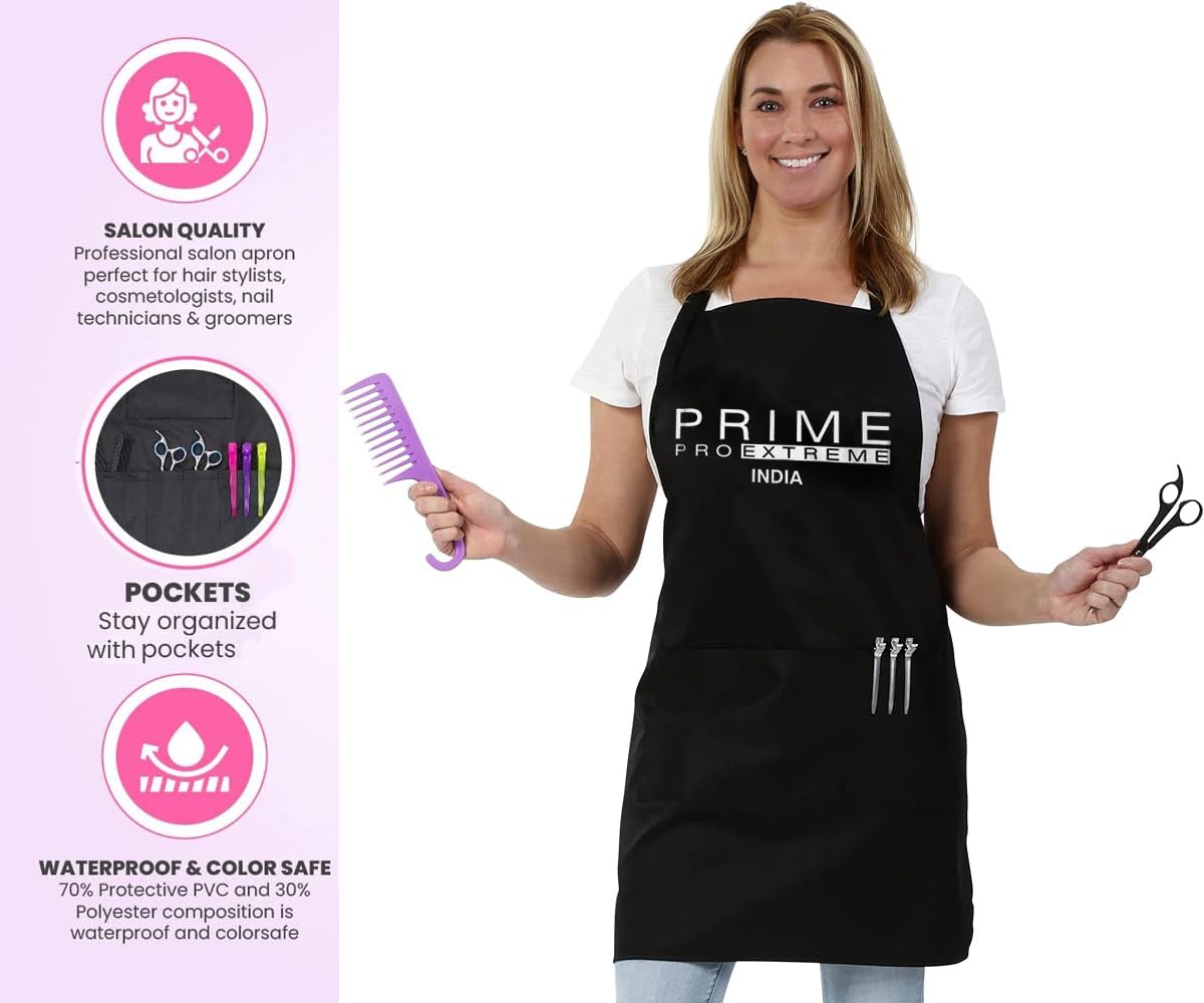 PRIME PRO EXTREME® Waterproof Hairdresser Apron with Pockets - Professional Barber Salon Cape for Men & Women - Perfect for Hair Cutting, Coloring, Styling and Beauty Treatments