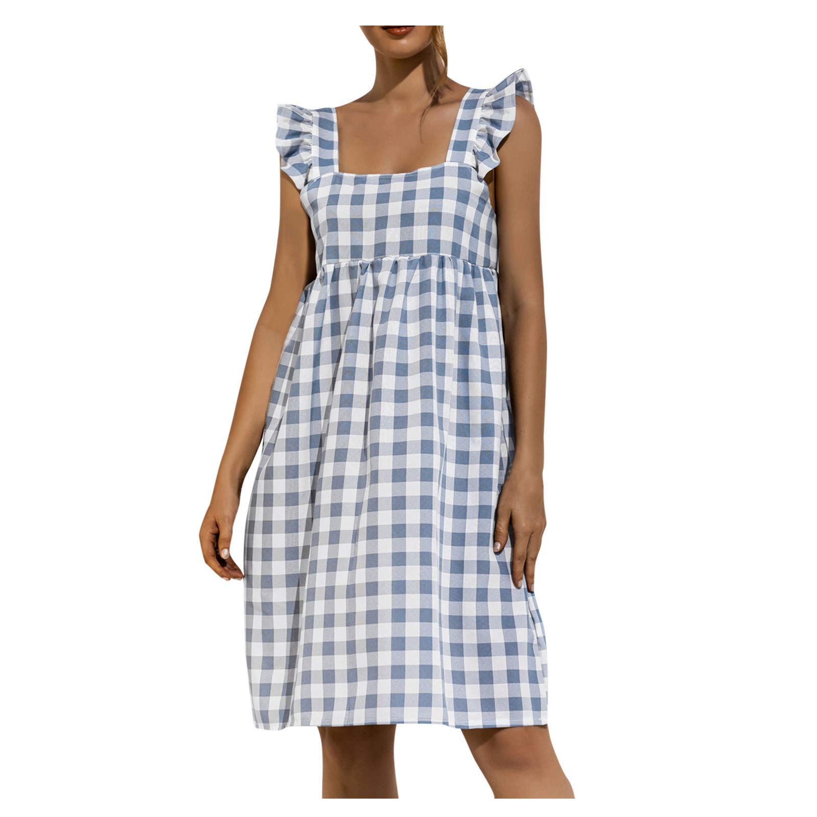 Women's Floral Print Spaghetti Strap Mini Dress - Summer Casual Silky Hawaiian Bandage Dress in Blue | Perfect for Beach Vacations, Pool Parties & Date Nights